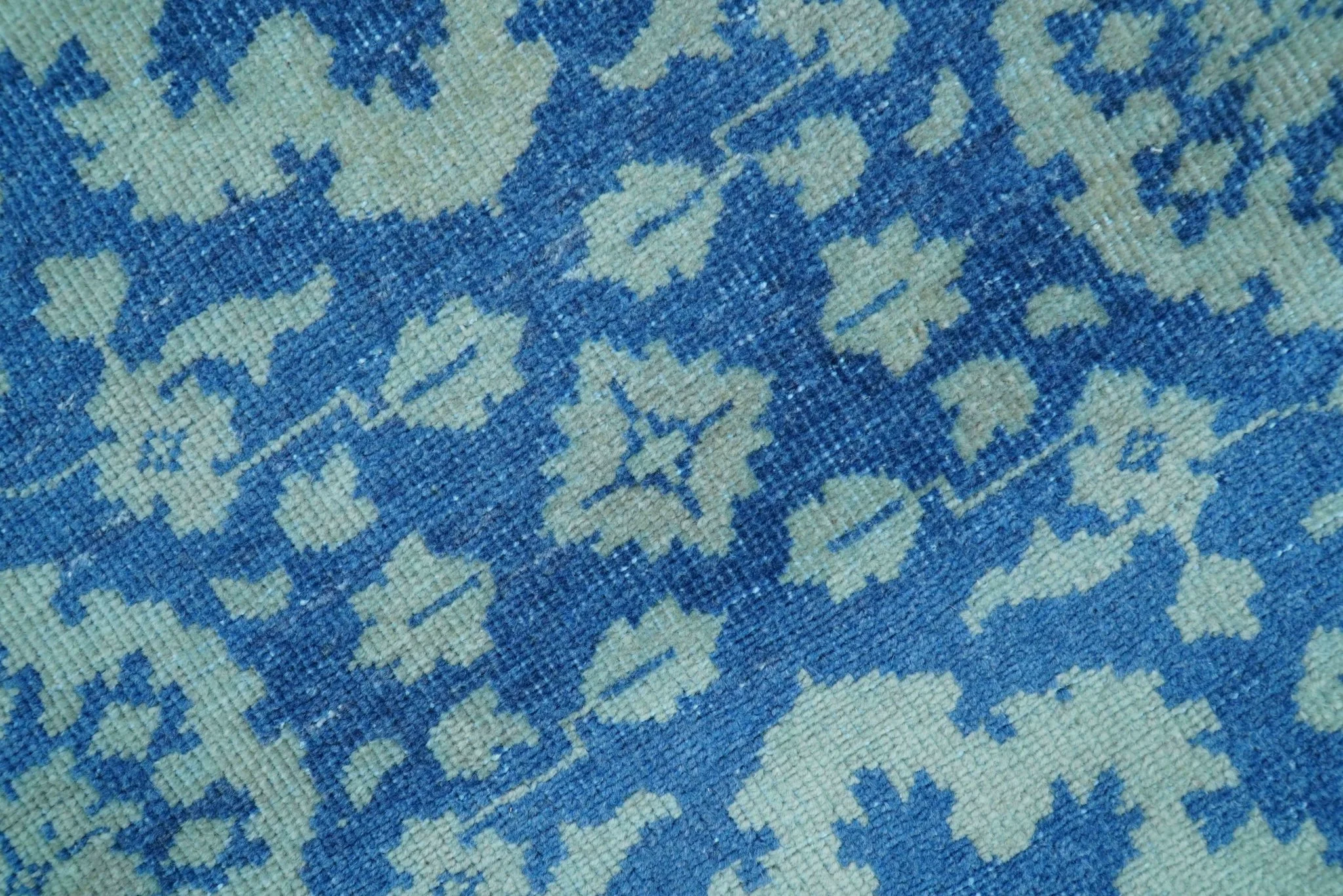 Traditional Turkish Design Blue 10x14 Hand Knotted Wool Area Rug - Image 4