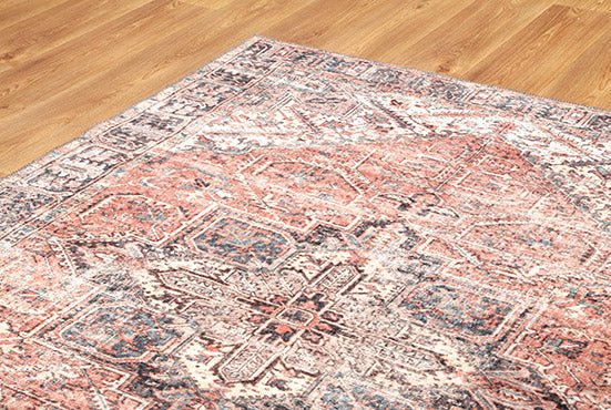Traditional Turkish Design Machine Washable Rust And Beige Rug - Image 7