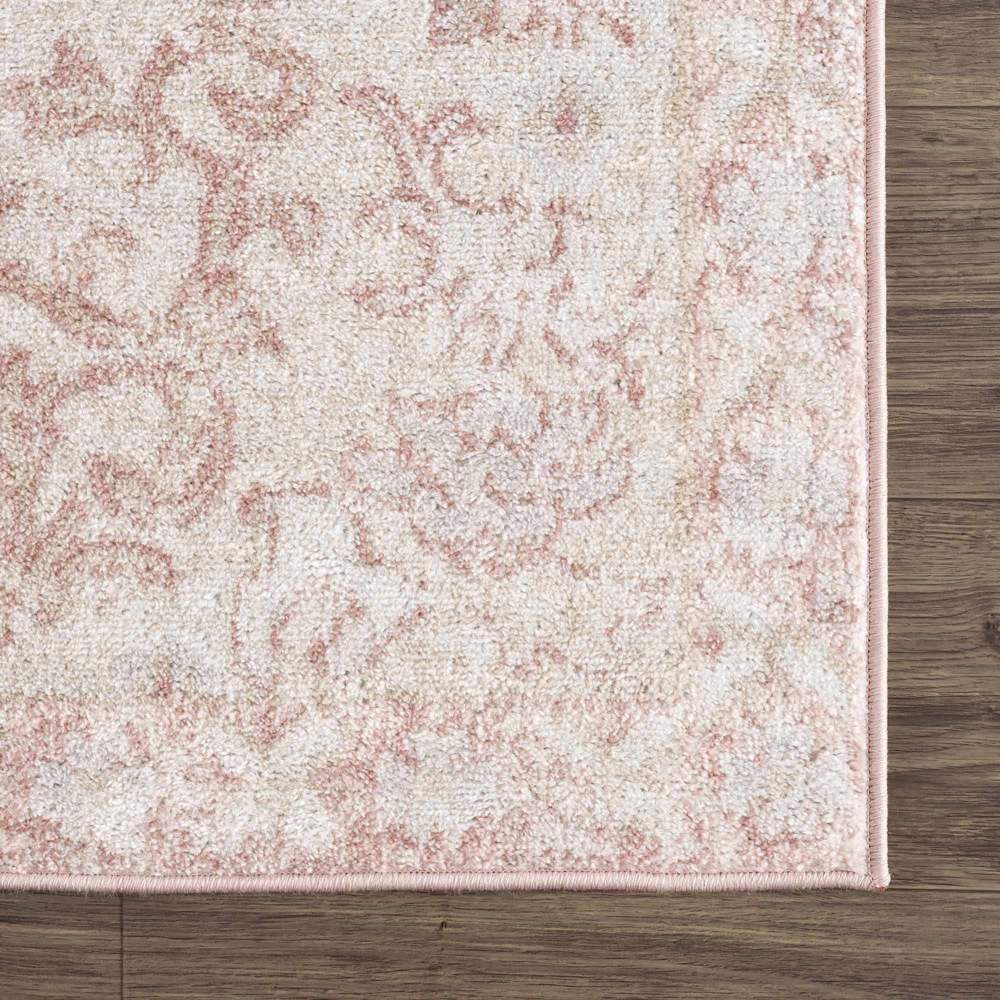 Traditional Turkish Design Pink gold and Off white medium pile Area Rug - Image 11