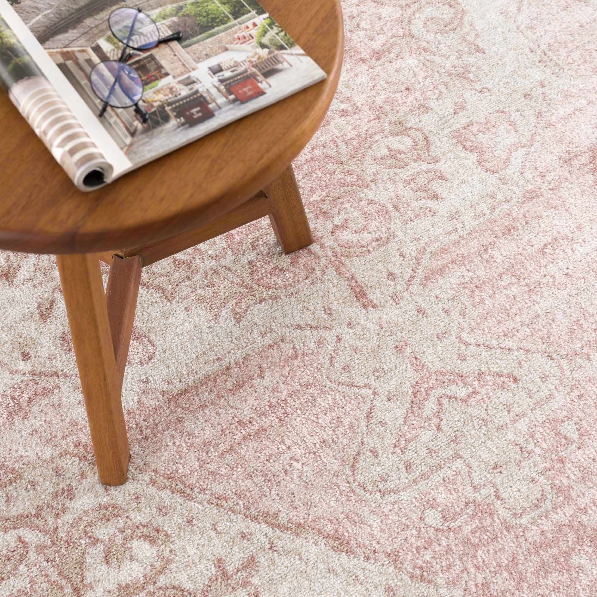 Traditional Turkish Design Pink gold and Off white medium pile Area Rug - Image 14