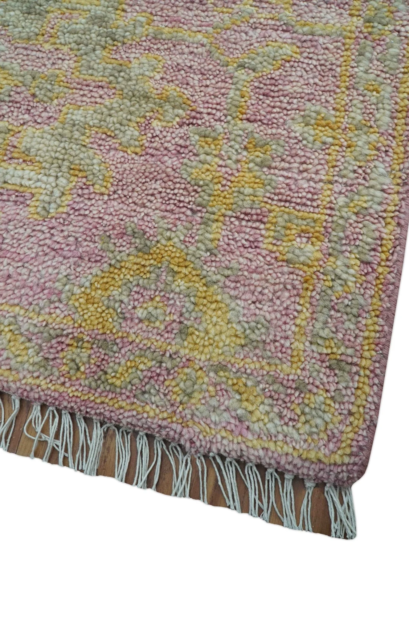 Traditional Turkish Design Pink Hand Knotted 3X5 Wool Rug - Image 6