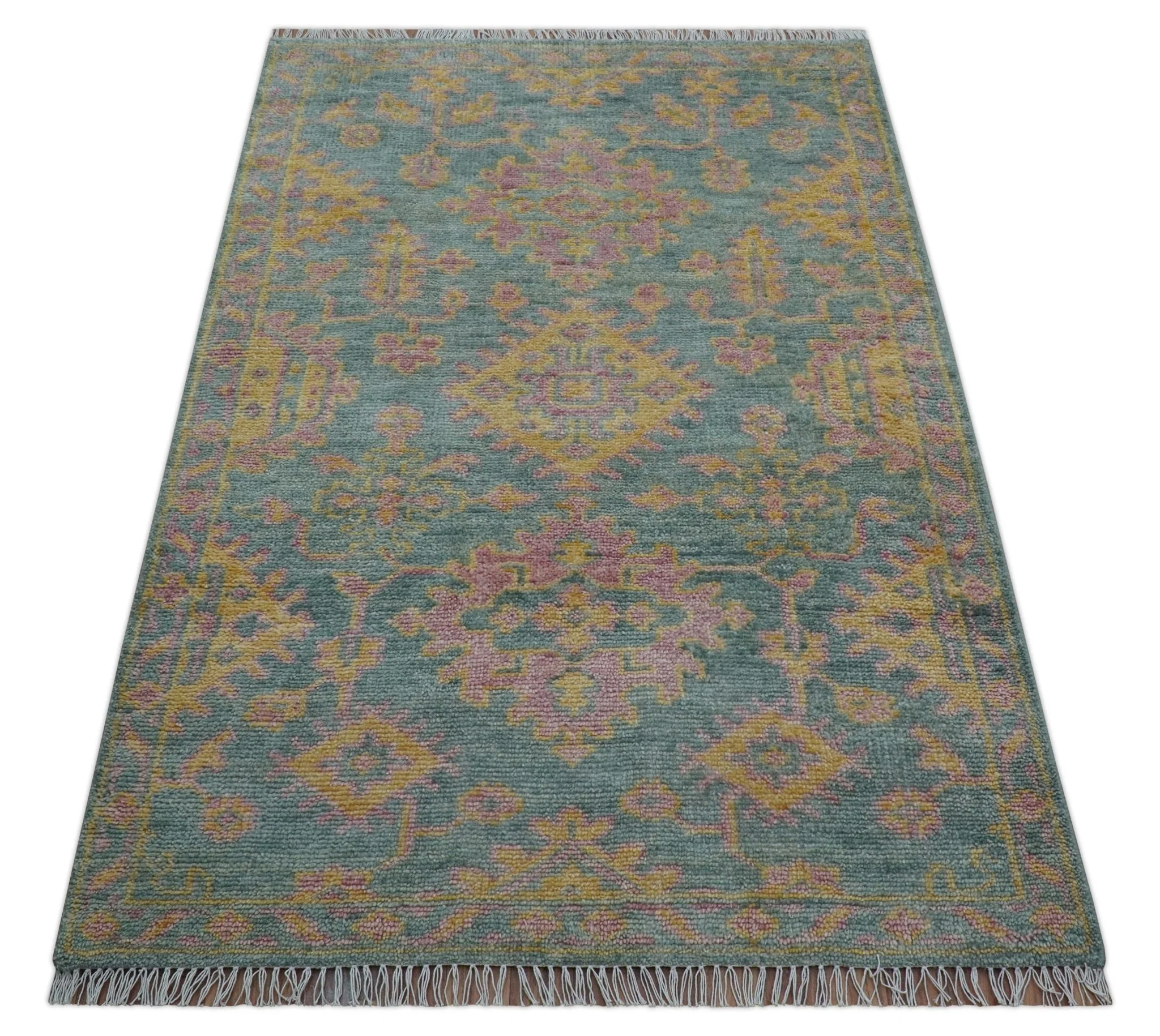 Turkish Design Pink Hand Knotted 4x6 Wool Area Rug - Image 11