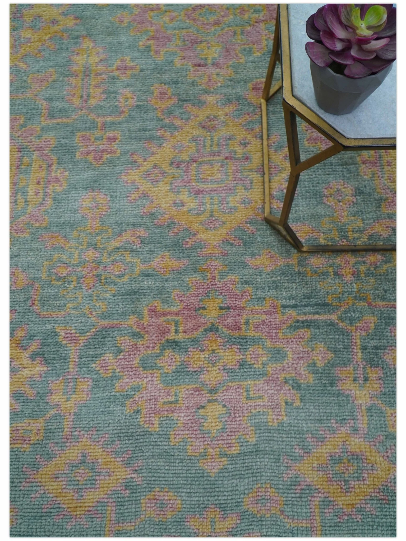 Turkish Design Pink Hand Knotted 4x6 Wool Area Rug - Image 3