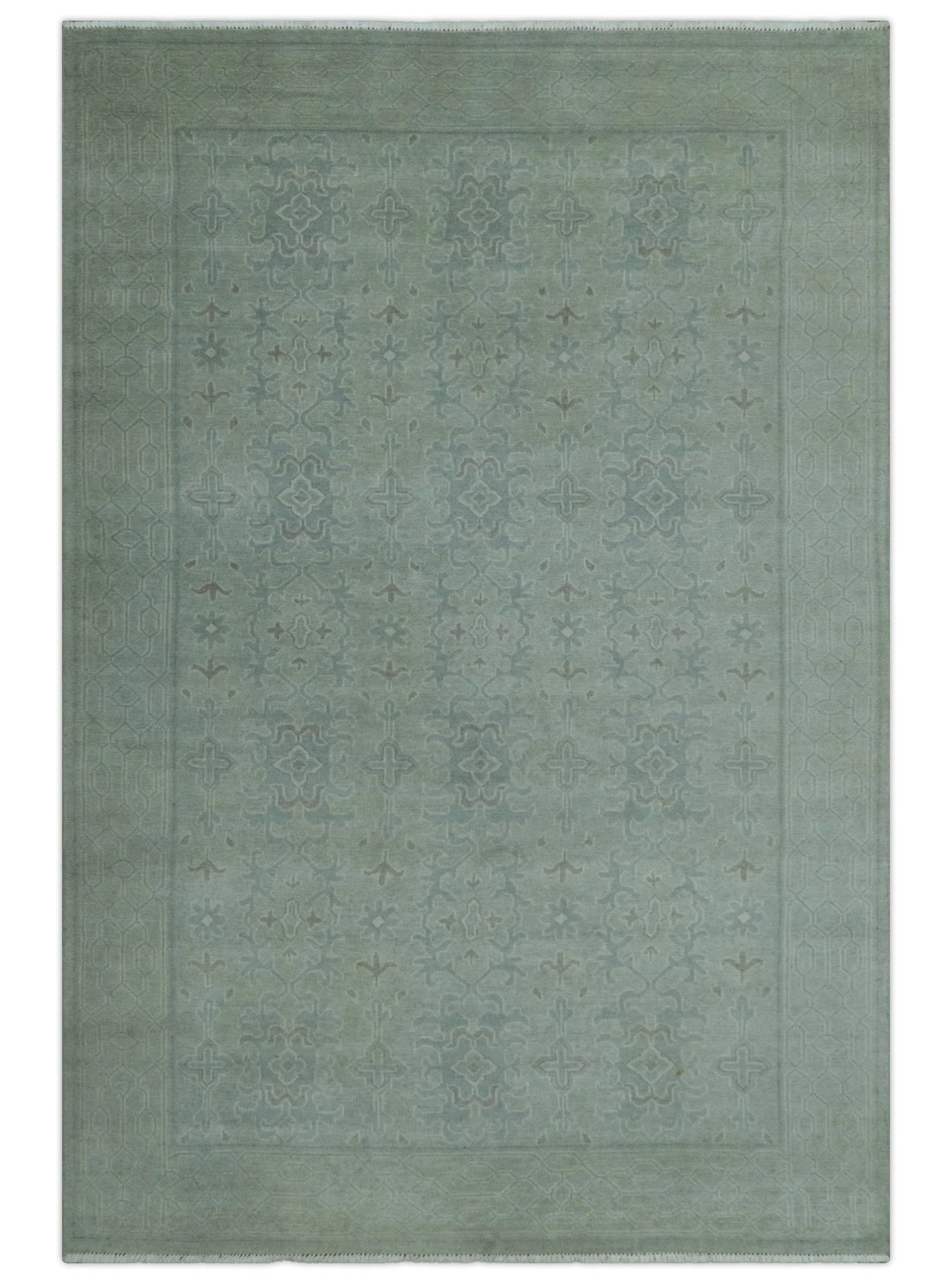 Traditional Turkish  Design Silver And Gray 6x8.7 Hand Knotted Wool Rug - Image 10