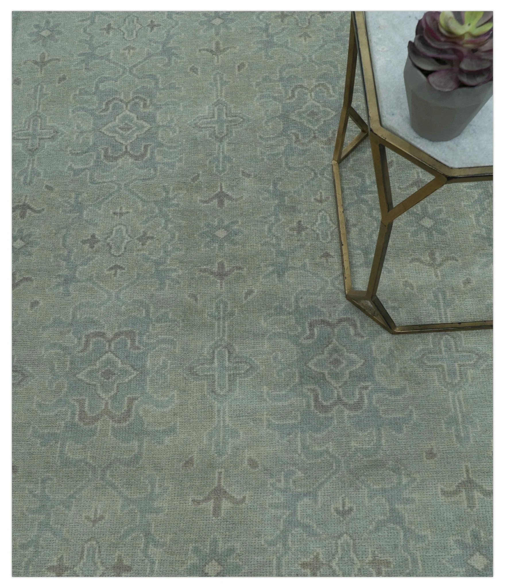 Traditional Turkish  Design Silver And Gray 6x8.7 Hand Knotted Wool Rug - Image 3