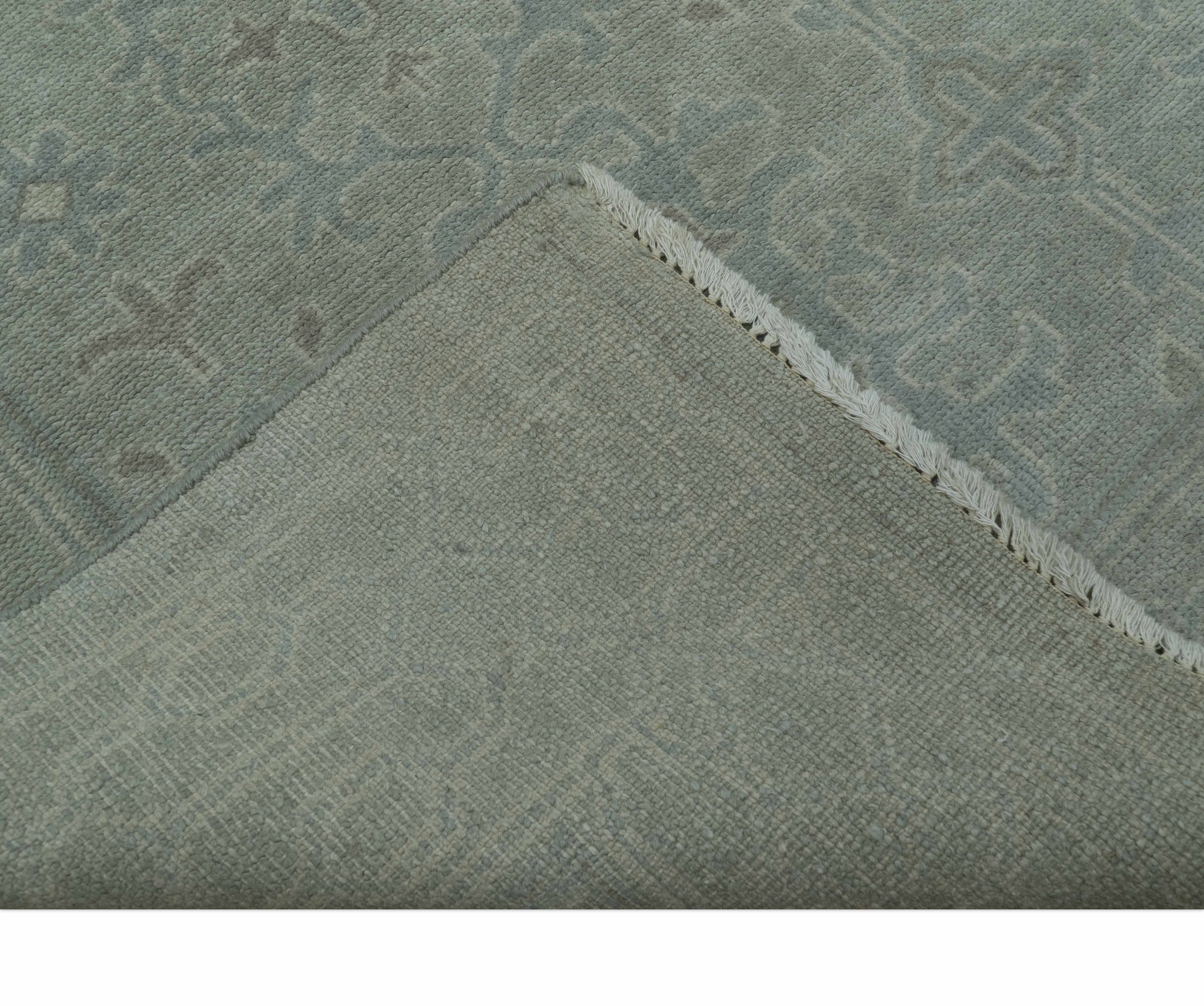 Traditional Turkish  Design Silver And Gray 6x8.7 Hand Knotted Wool Rug - Image 6