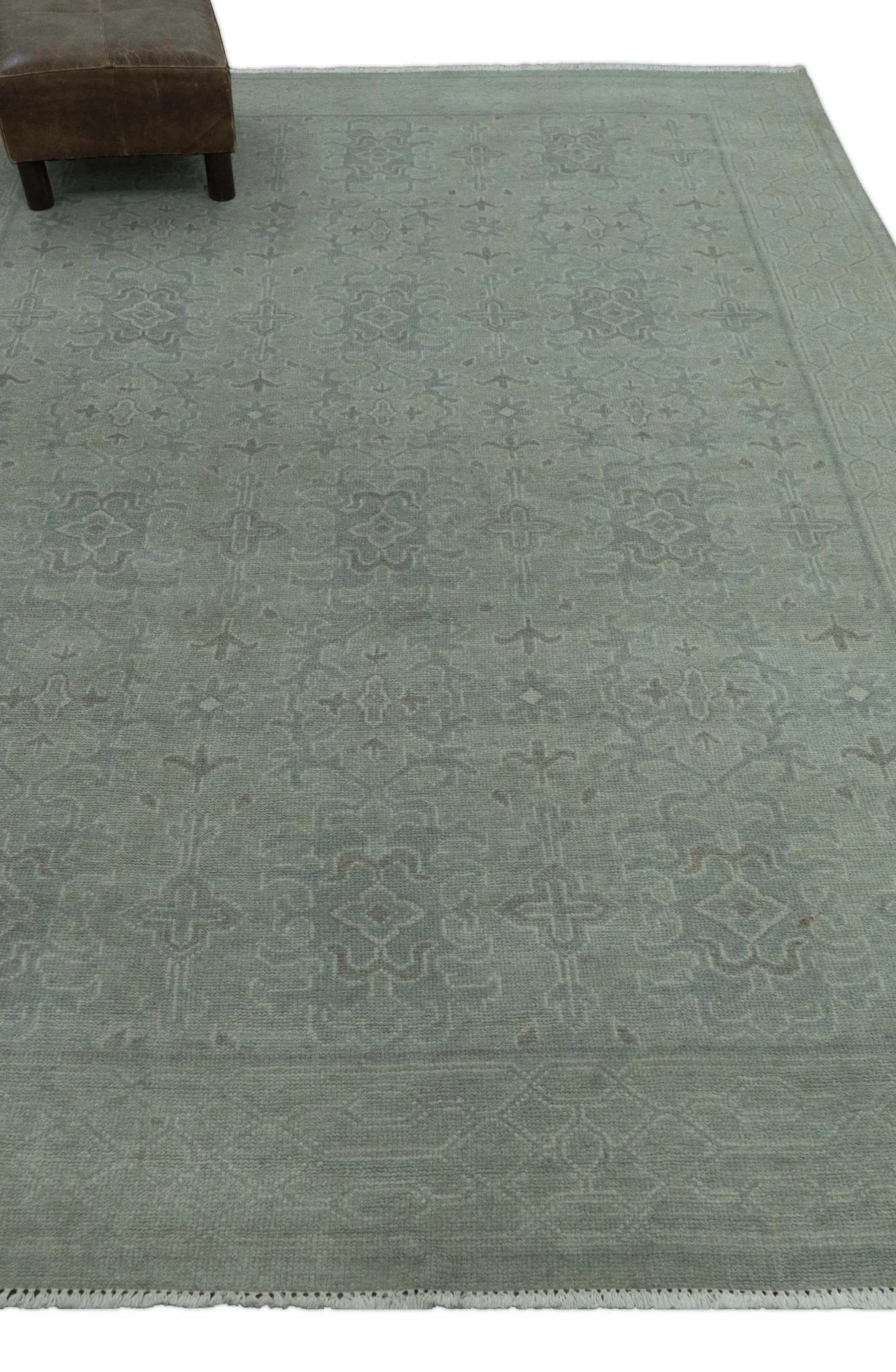 Traditional Turkish  Design Silver And Gray 6x8.7 Hand Knotted Wool Rug - Image 9