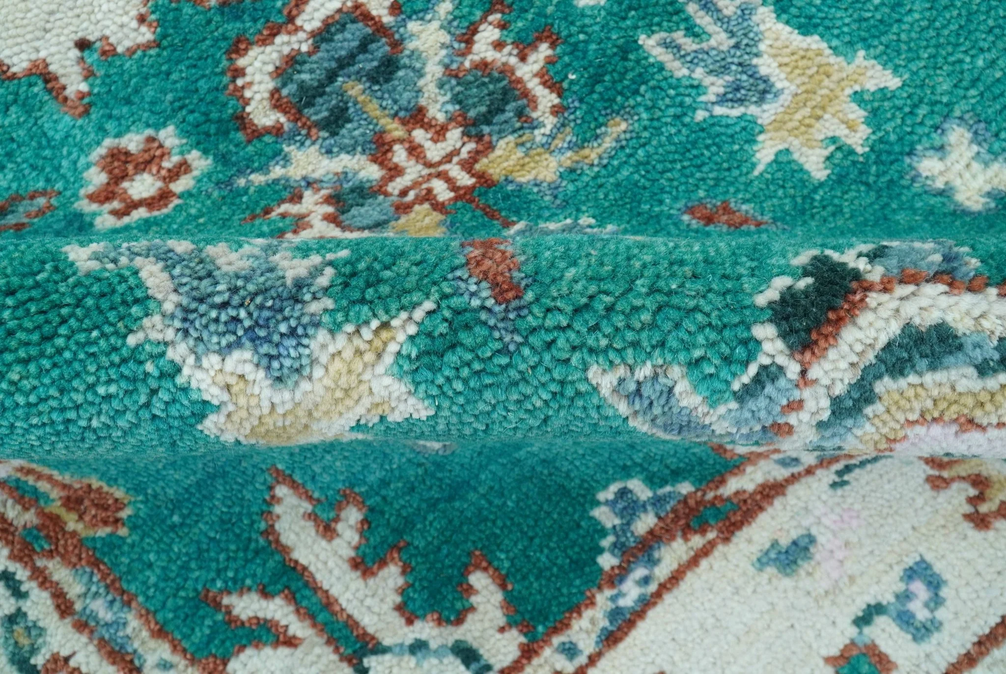 Traditional Design Teal Hand knotted 4x6 Wool Area Rug - Image 6