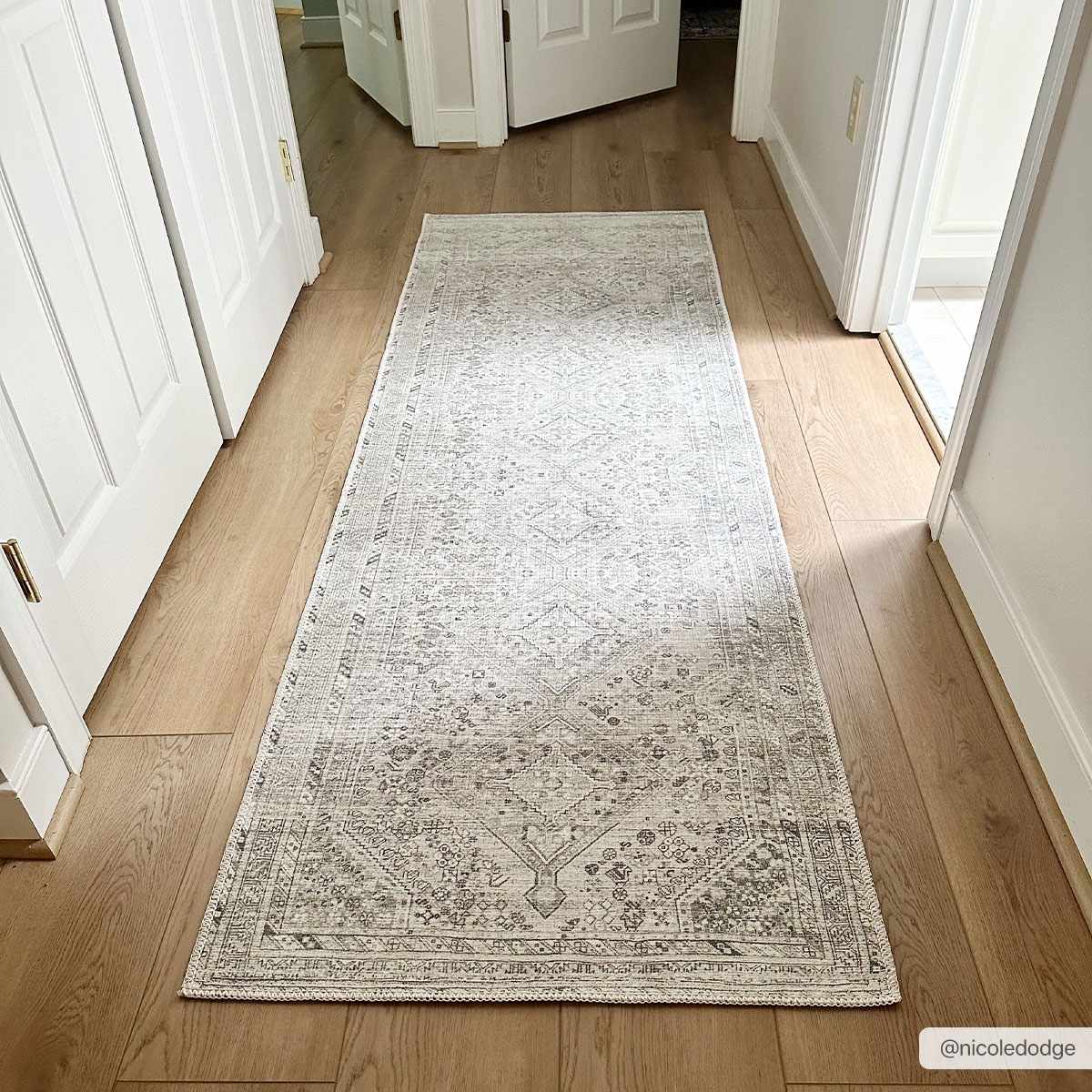 Earthy Neutral Traditional Turkish Machine Woven Beige and Charcoal Machine Washable Rug - Image 7