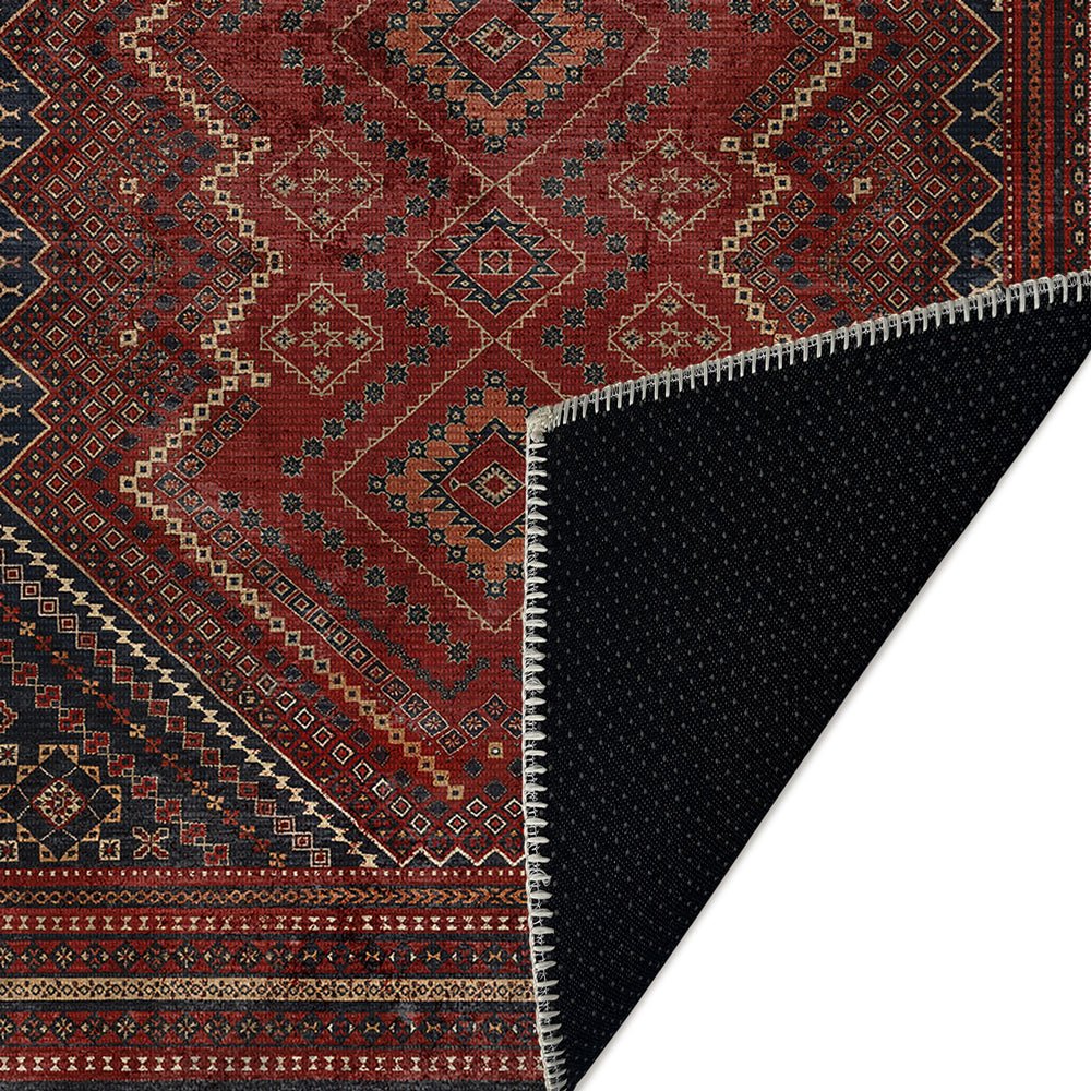 Traditional Turkish Maroon Machine Washable Cotton Area Rug - Image 6