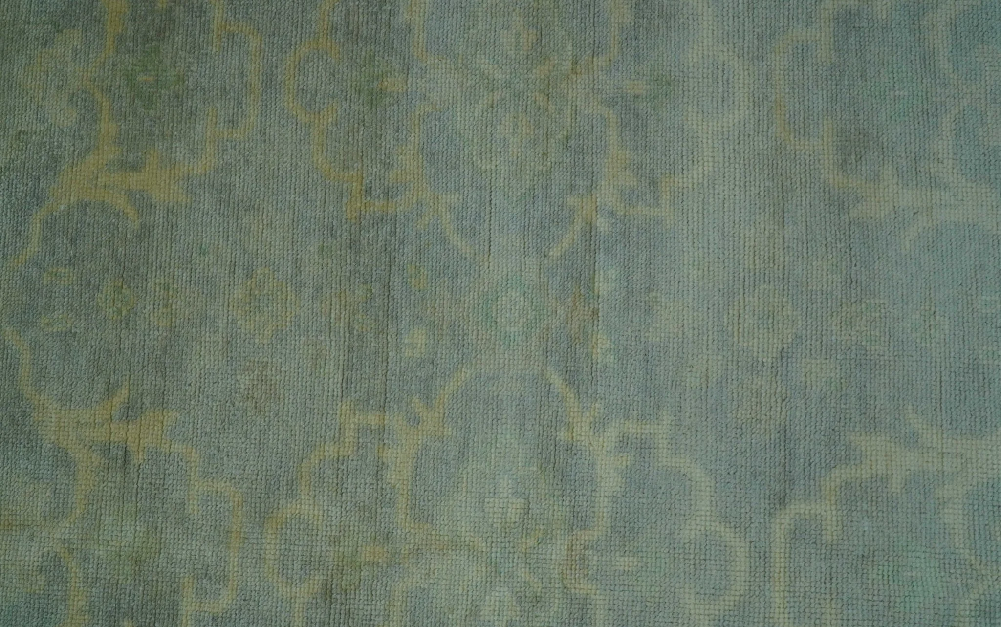 Traditional Oushak Beige And Blue 10x14 Hand Knotted Wool Area Rug - Image 4