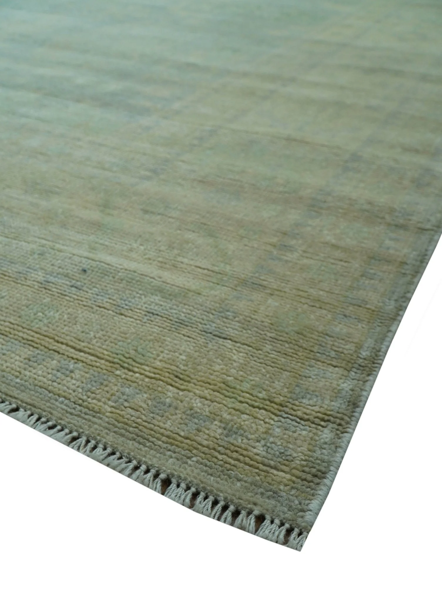 Traditional Oushak Beige And Blue 10x14 Hand Knotted Wool Area Rug - Image 8