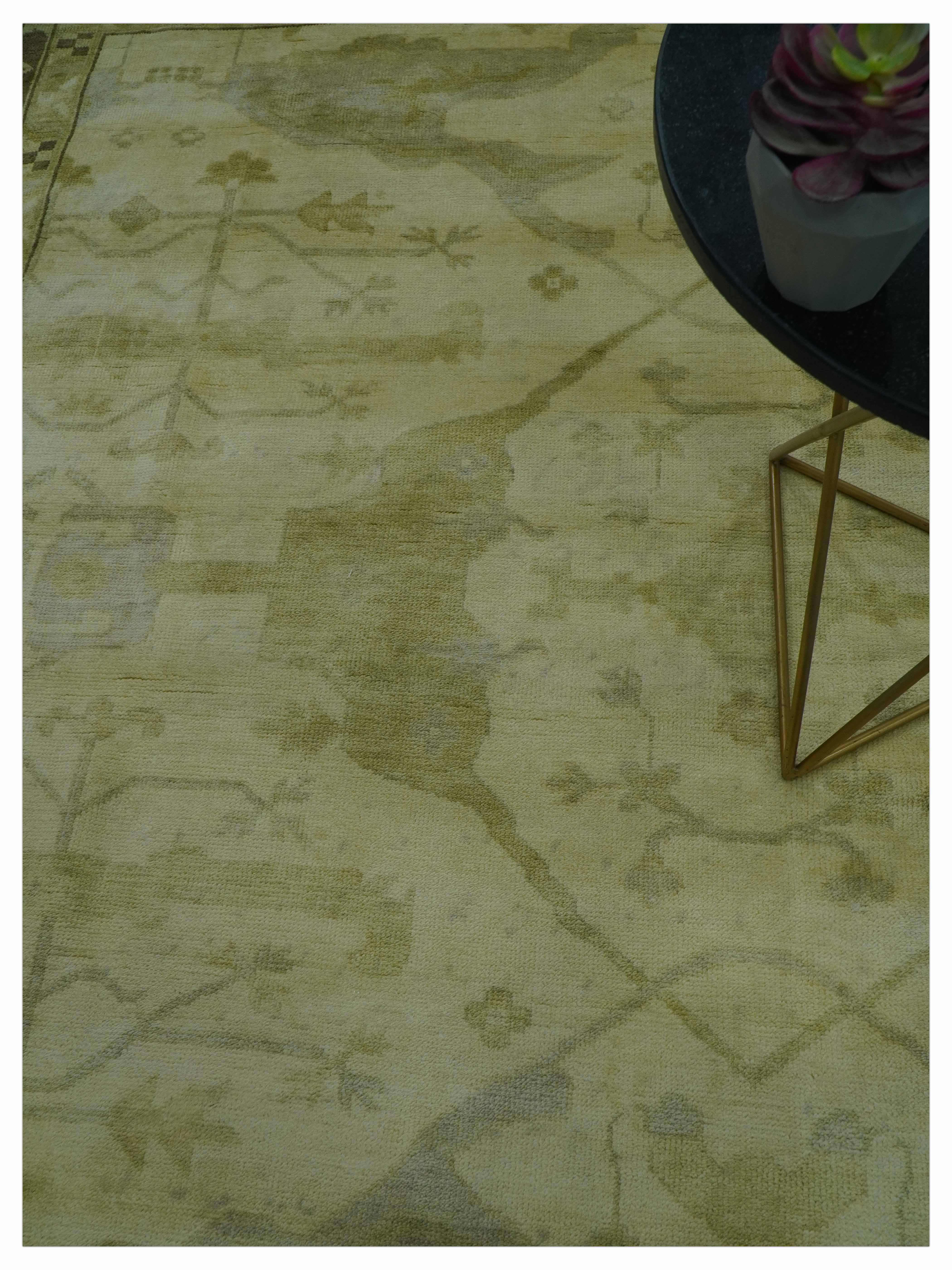 Traditional Oushak Design Beige And Brown 10x10 Hand Knotted Wool Area Rug - Image 3