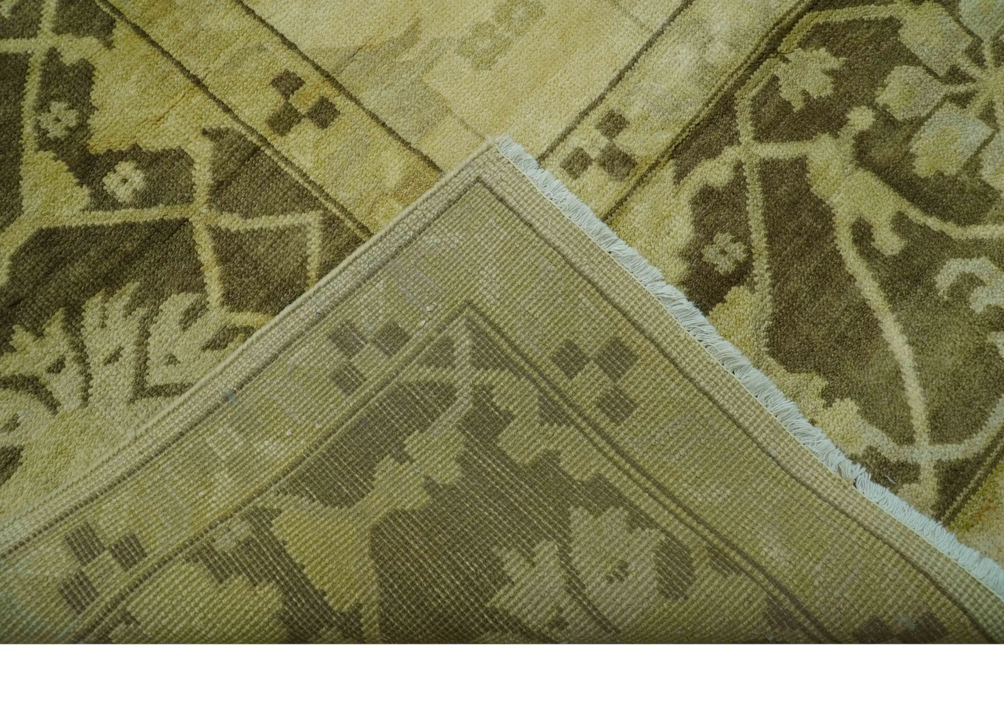 Traditional Oushak Design Beige And Brown 10x10 Hand Knotted Wool Area Rug - Image 7