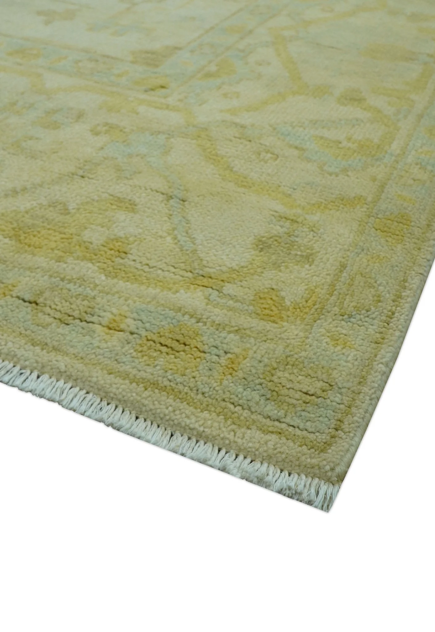 Traditional Oushak Design Beige And Gold 6x9 Hand Knotted Wool Area Rug - Image 9