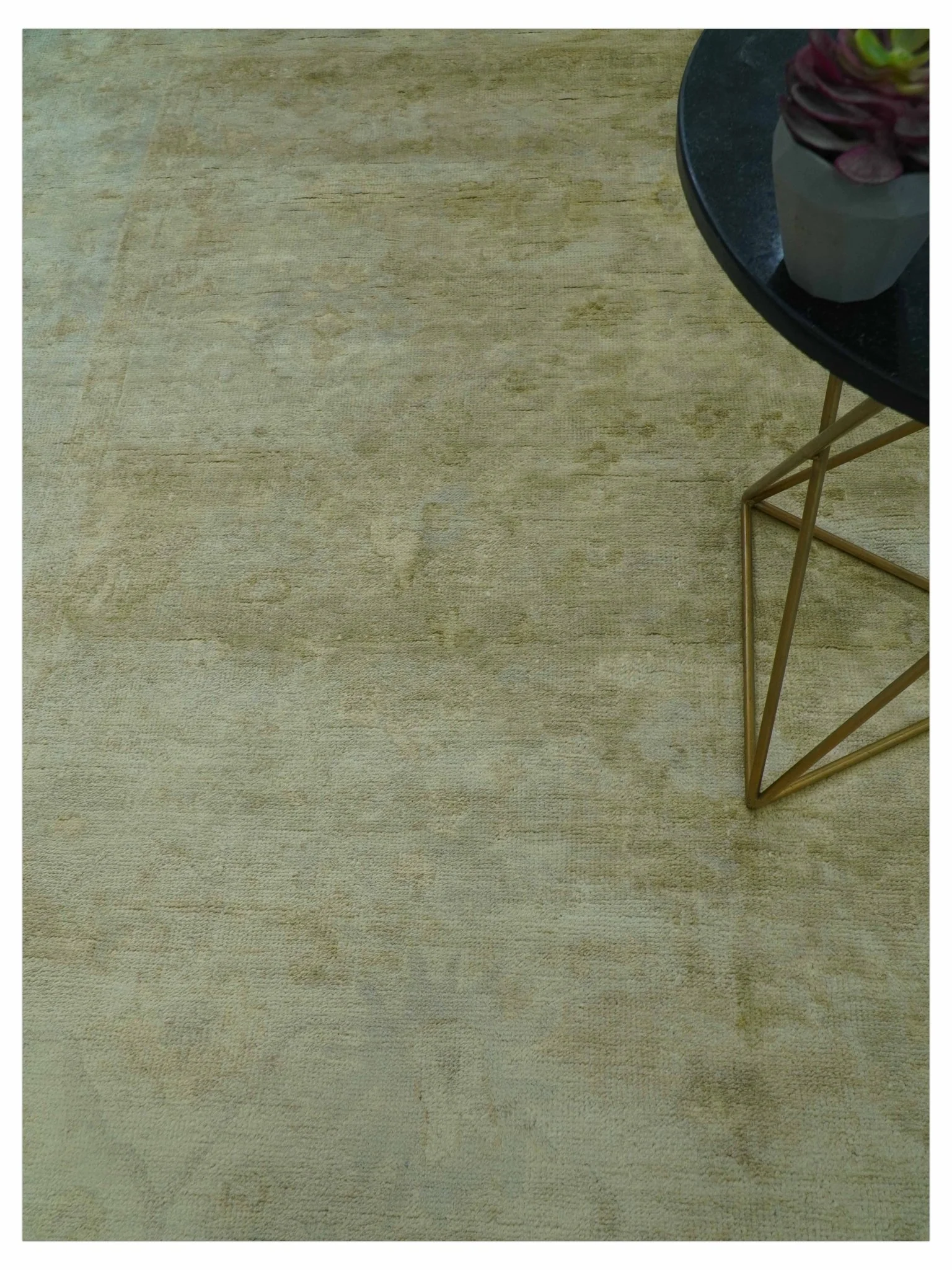 Traditional Oushak Design Beige And Silver Hand Knotted 8x10 Wool Area Rug - Image 3