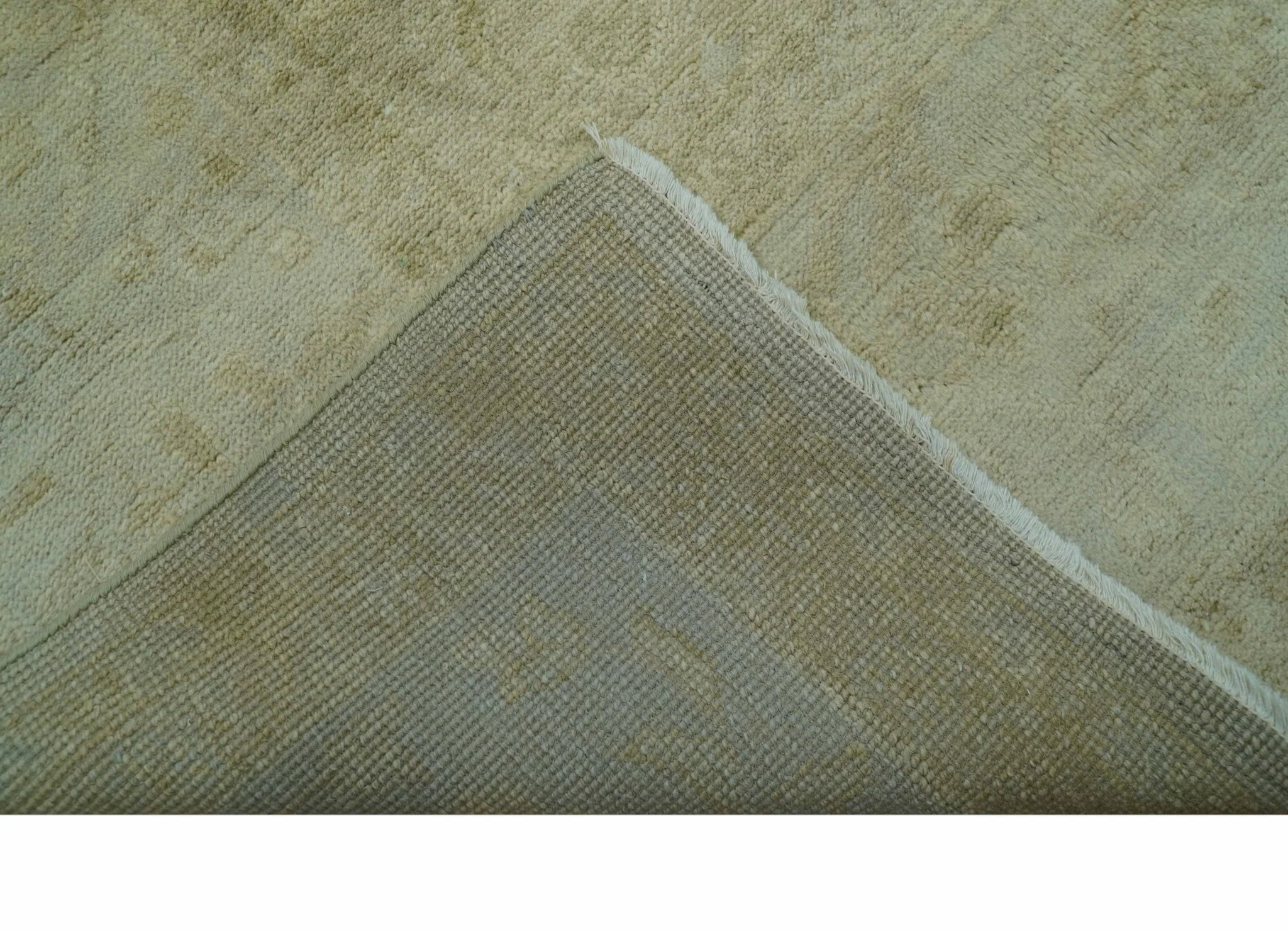 Traditional Oushak Design Beige And Silver Hand Knotted 8x10 Wool Area Rug - Image 4