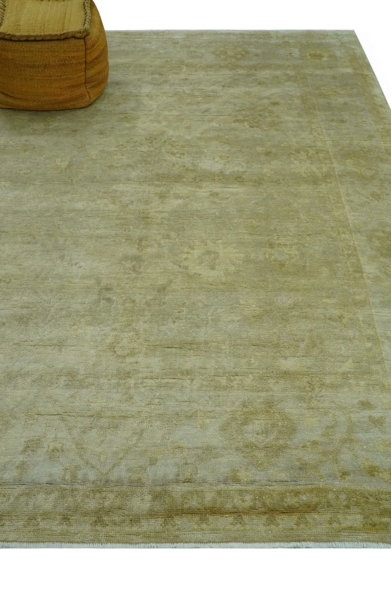 Traditional Oushak Design Beige And Silver Hand Knotted 8x10 Wool Area Rug - Image 9
