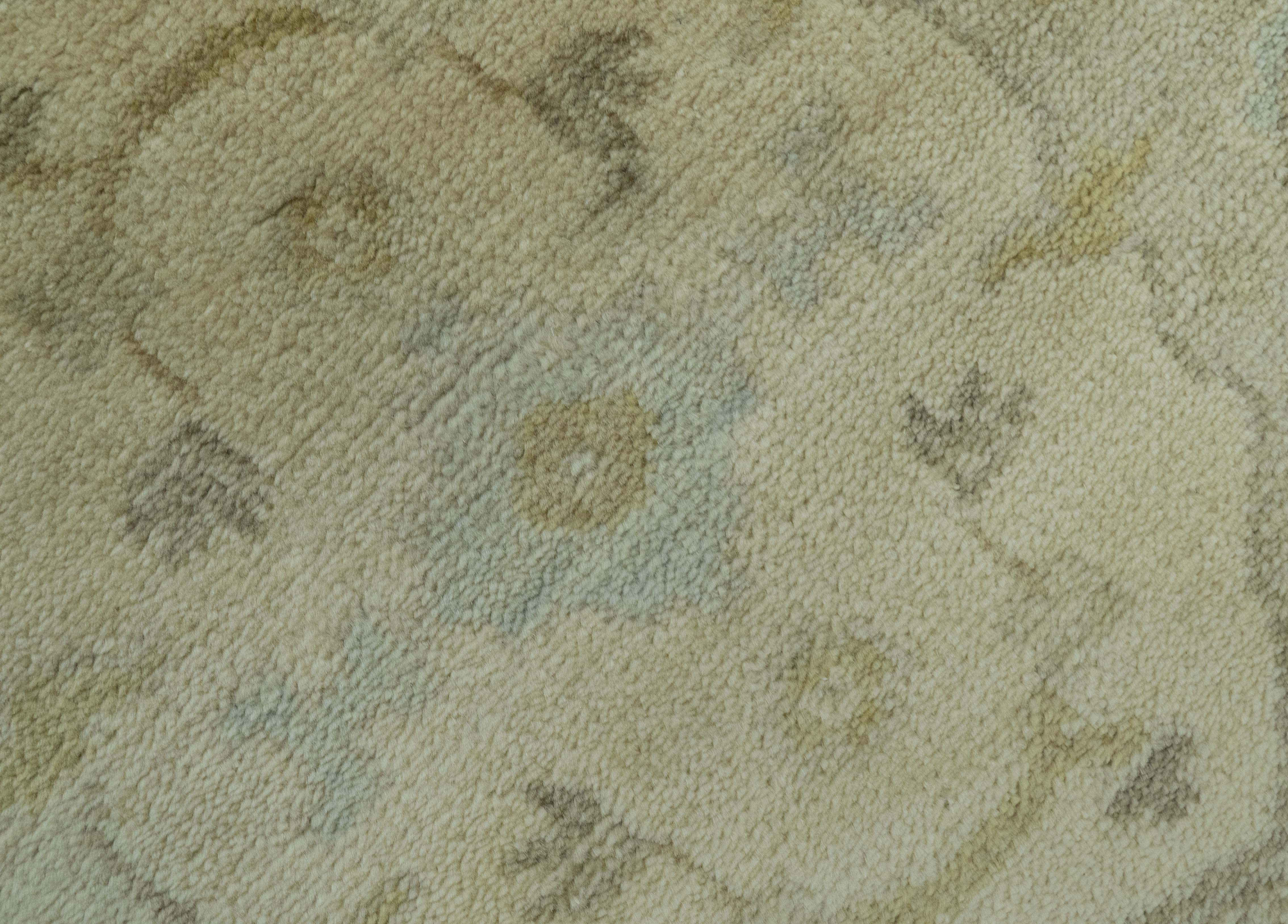 Traditional Oushak Design  Beige And Gray 4x6 Hand Knotted Wool Area Rug - Image 4