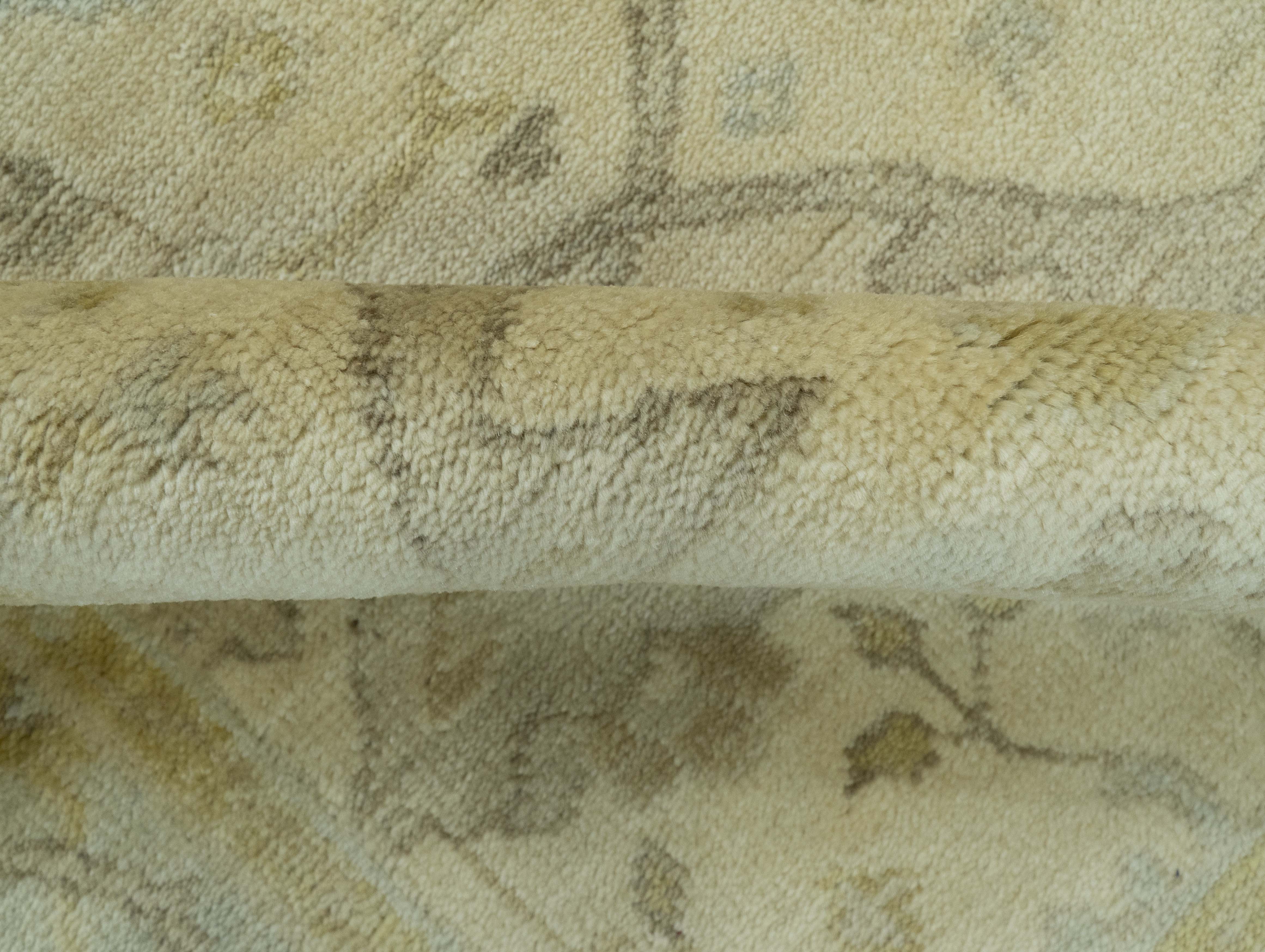 Traditional Oushak Design  Beige And Gray 4x6 Hand Knotted Wool Area Rug - Image 5
