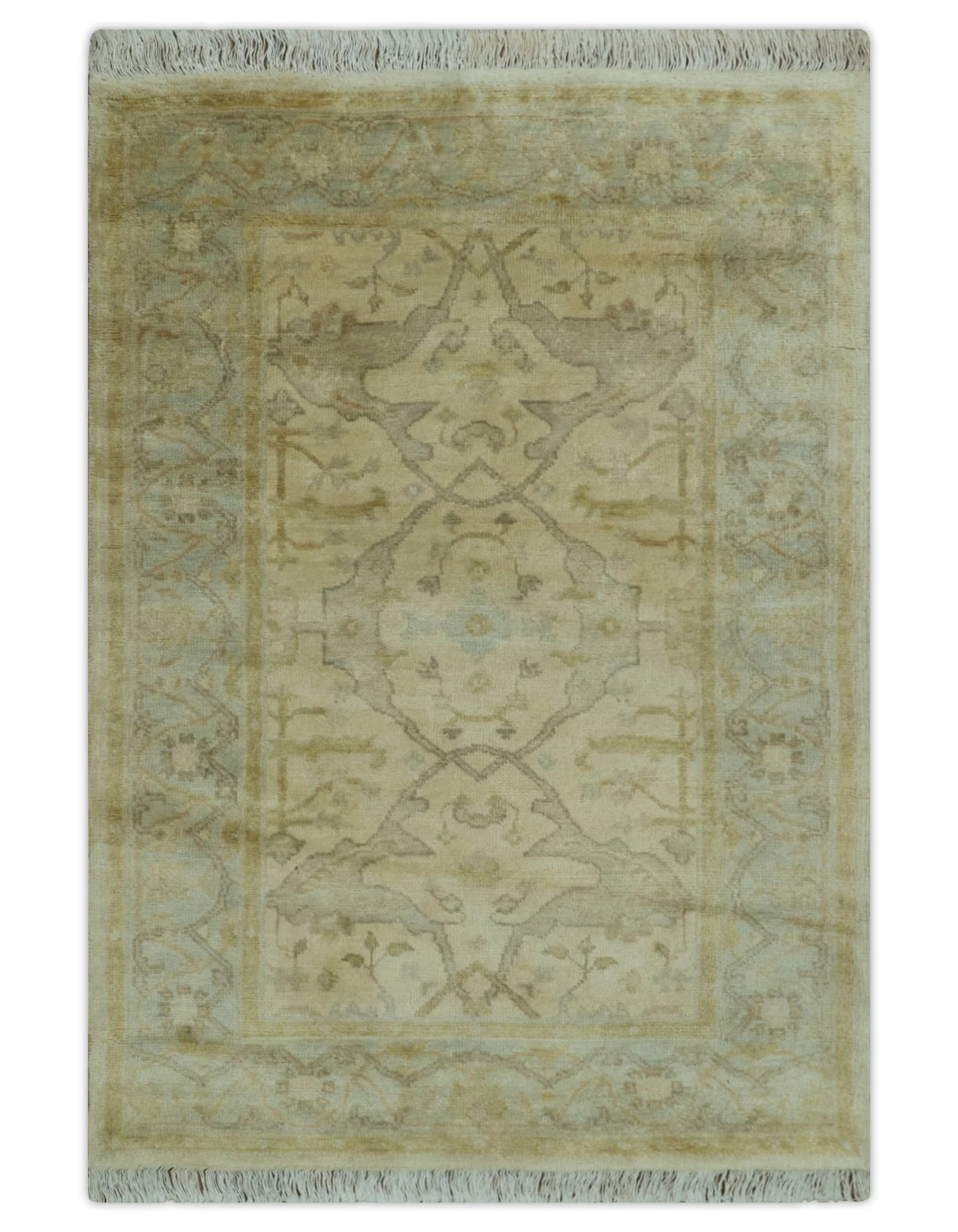 Traditional Oushak Design  Beige And Gray 4x6 Hand Knotted Wool Area Rug - Image 8