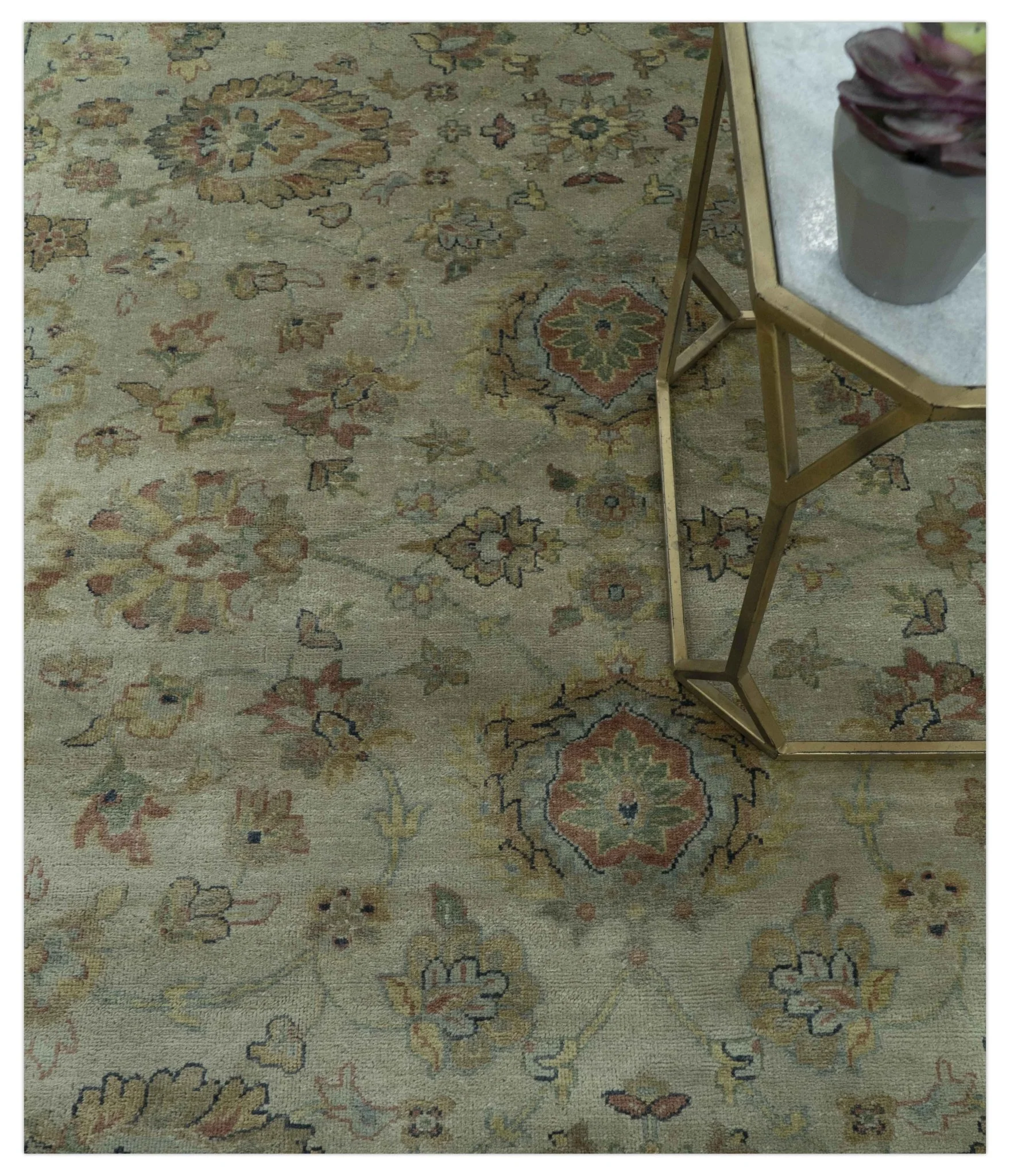 Traditional Turkish Design Beige And Rust 6x9 Hand Knotted Wool Area Rug - Image 8