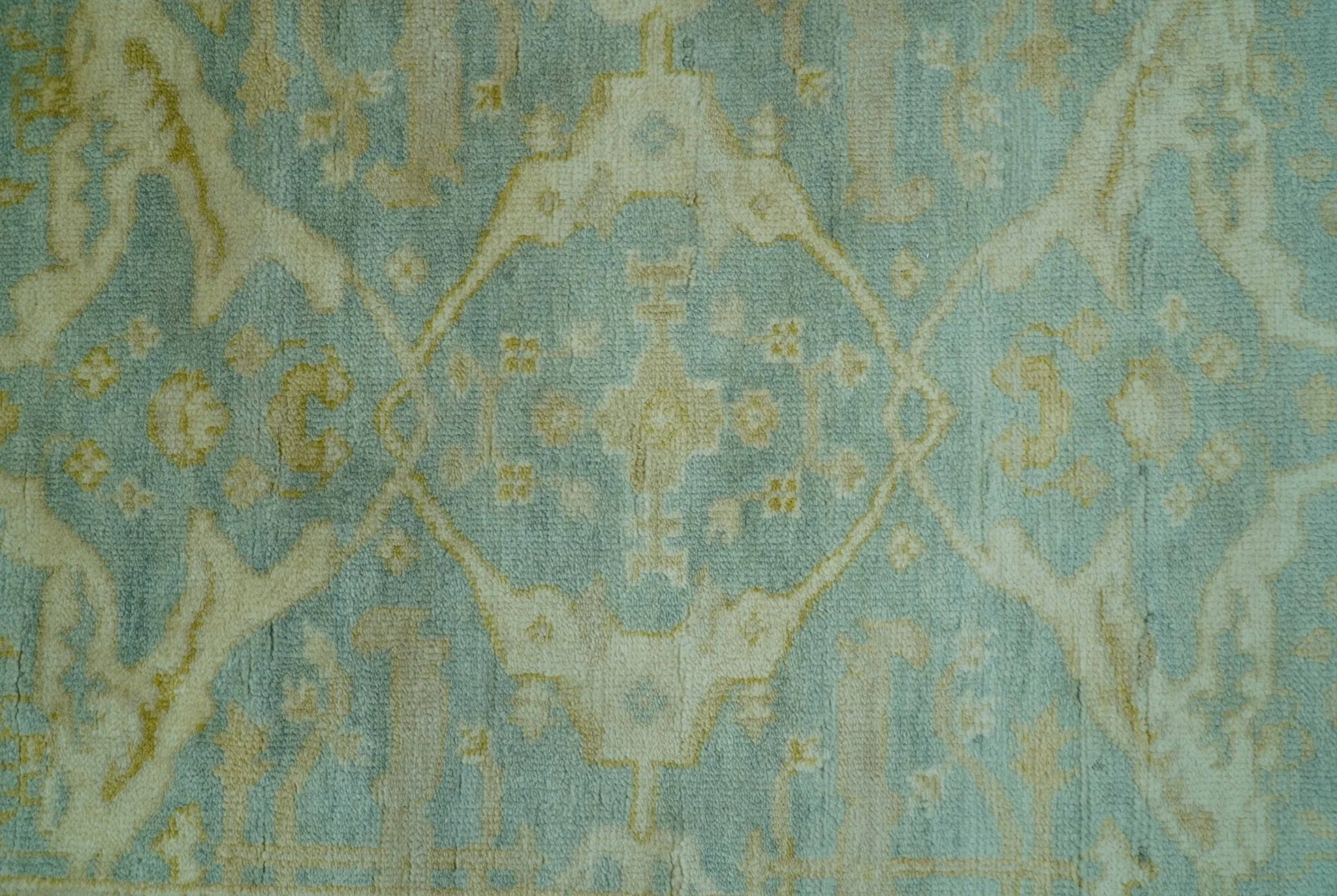 Traditional Oushak Design Blue And Beige 4x6 Hand Knotted Wool Area Rug - Image 6