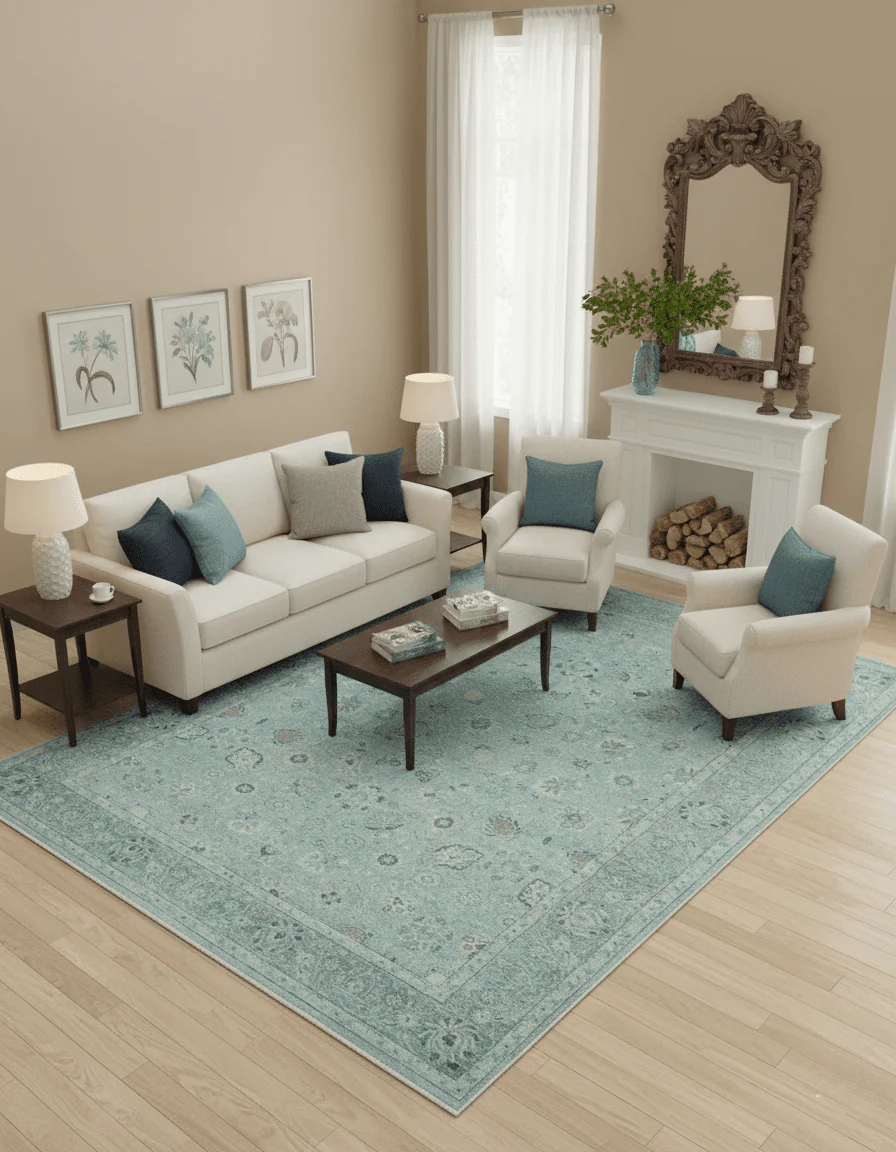Distressed traditional And Beige Hand Knotted 10x14 Wool Area Rug - Image 2