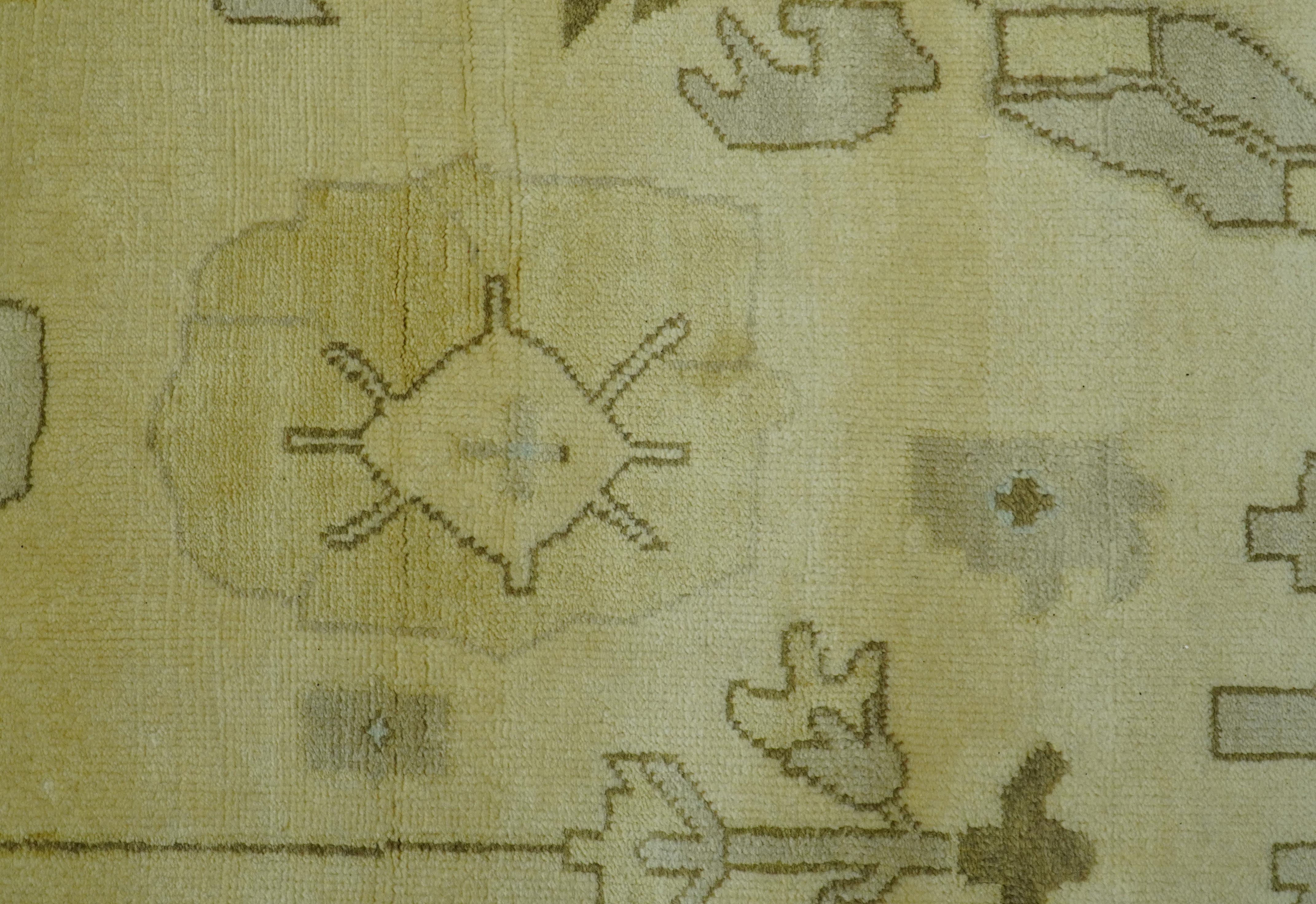 Traditional Oushak Design Blue And Beige Hand Knotted 9x13 Wool Area Rug - Image 7