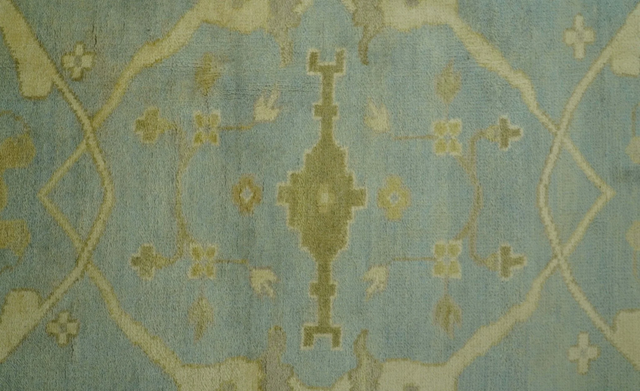 Traditional Oushak Design Blue And Beige hand Knotted 8x8 Wool Area Rug - Image 7