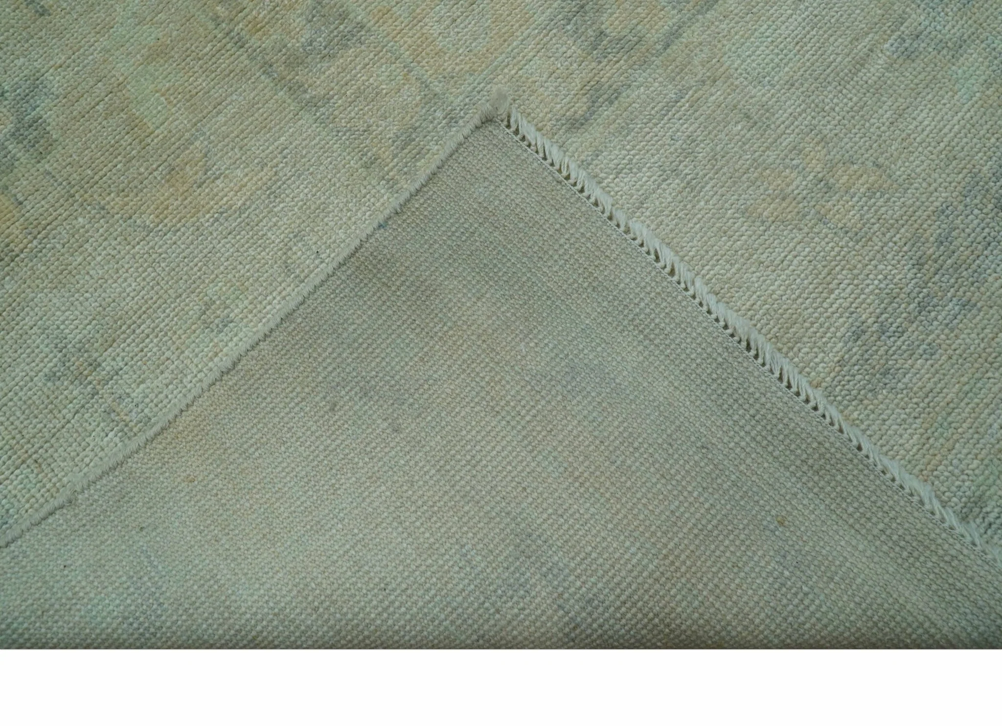 Traditional Oushak Design Blue And Beige Hand Knotted 9x12 Wool Area Rug - Image 4