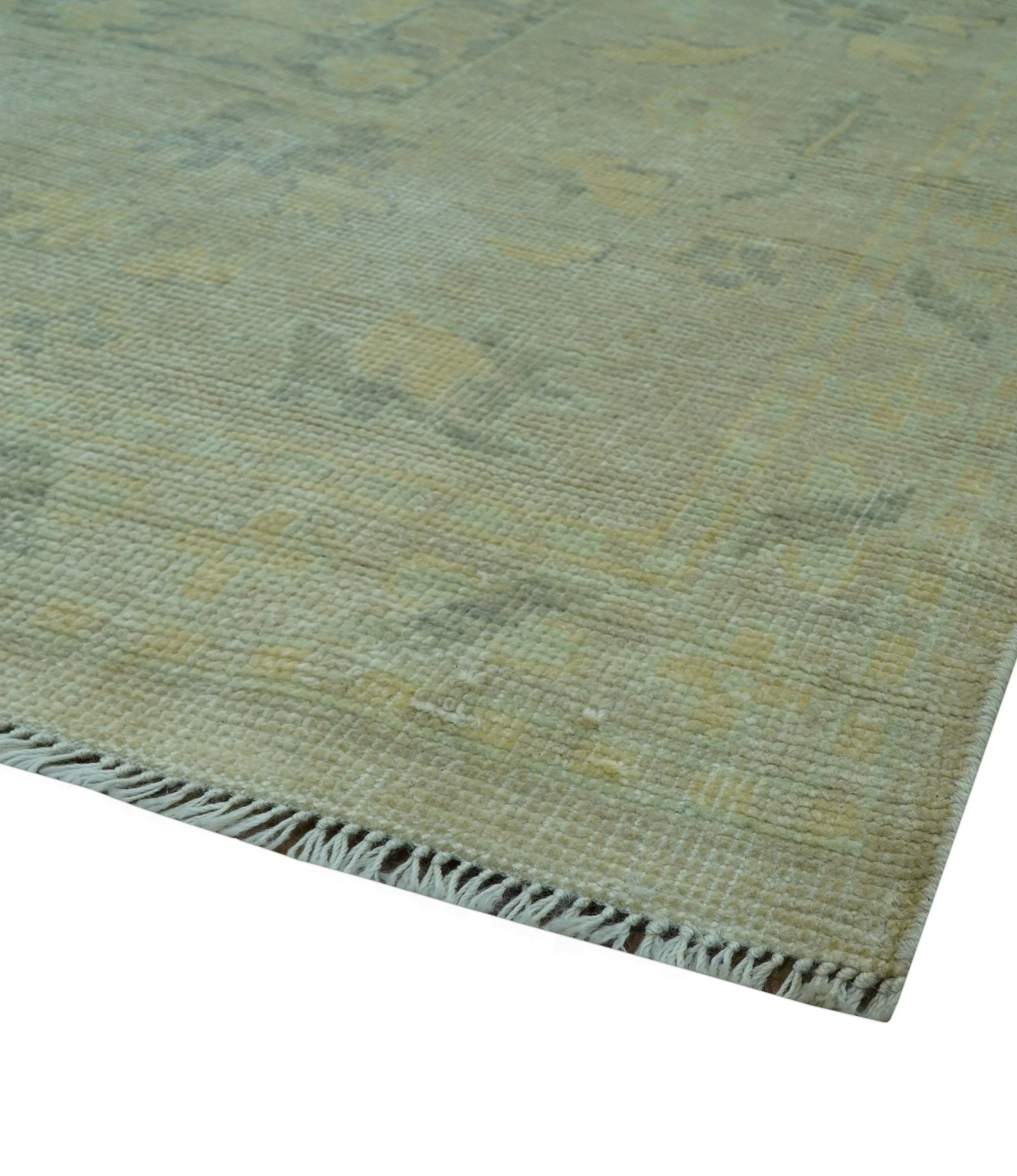 Traditional Oushak Design Blue And Beige Hand Knotted 9x12 Wool Area Rug - Image 8
