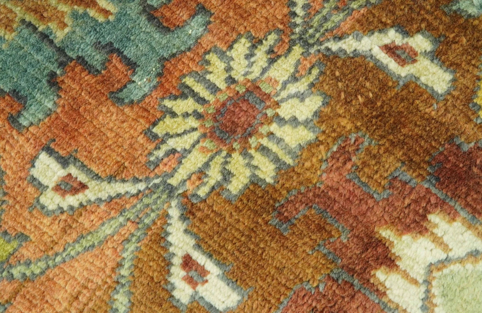 Traditional Antique Turkish Design Rust And Blue Hand Knotted 4x5 Wool Area Rug - Image 3