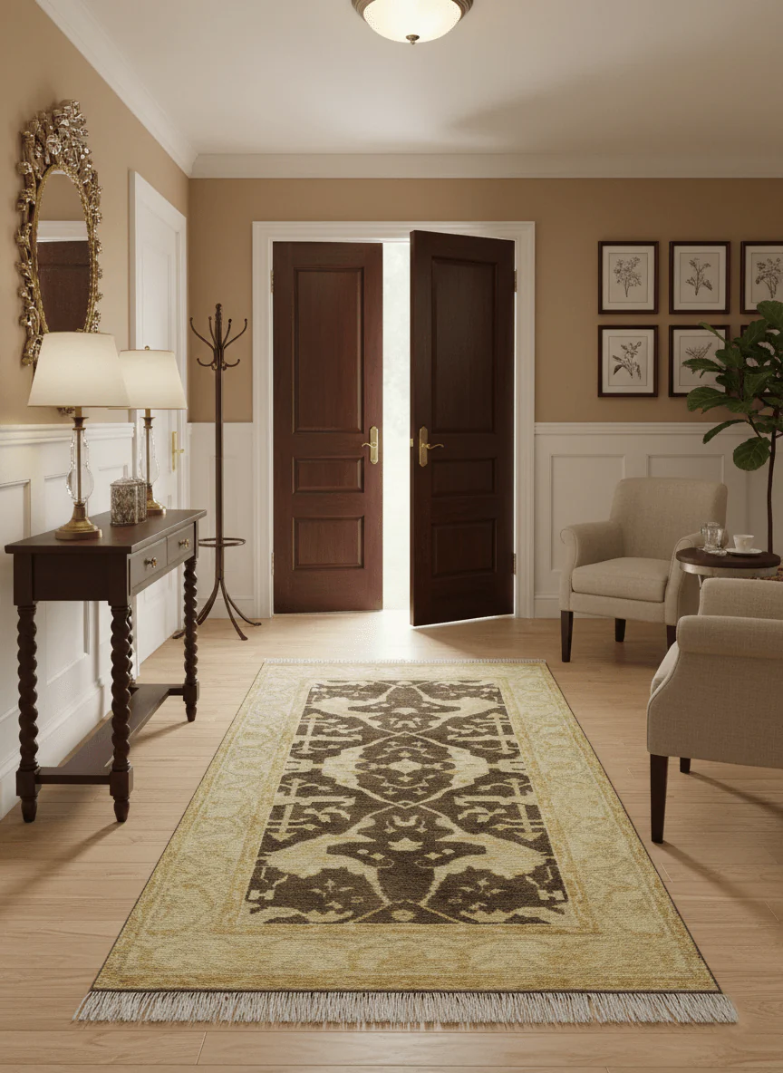 Traditional Turkish Oushak Design Beige And Brown 3x5 Hand Knotted Wool Area Rug - Image 2