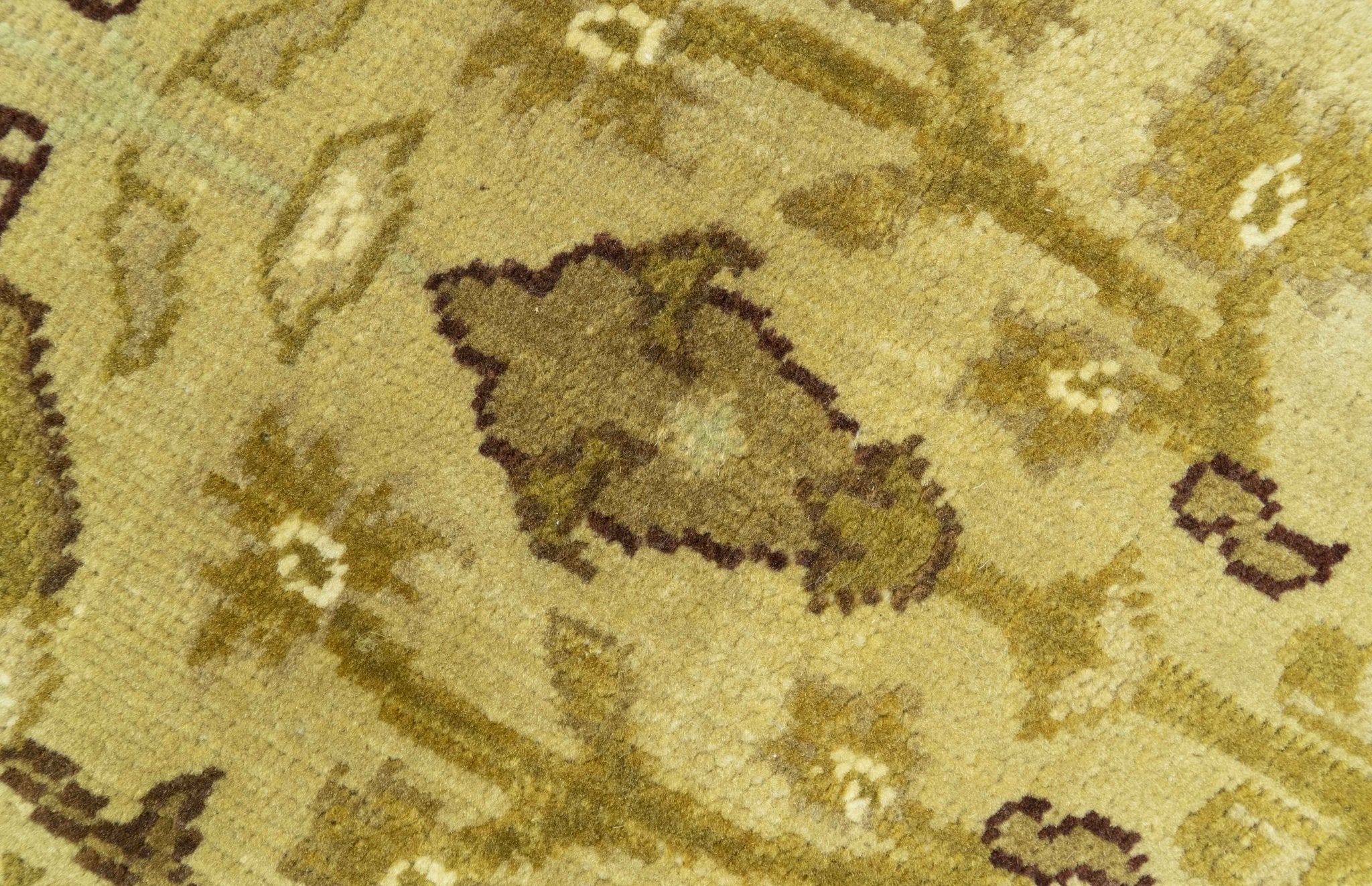 Traditional Oushak Design Gold And Brown 3x12 Hand Knotted Wool Area Rug - Image 3
