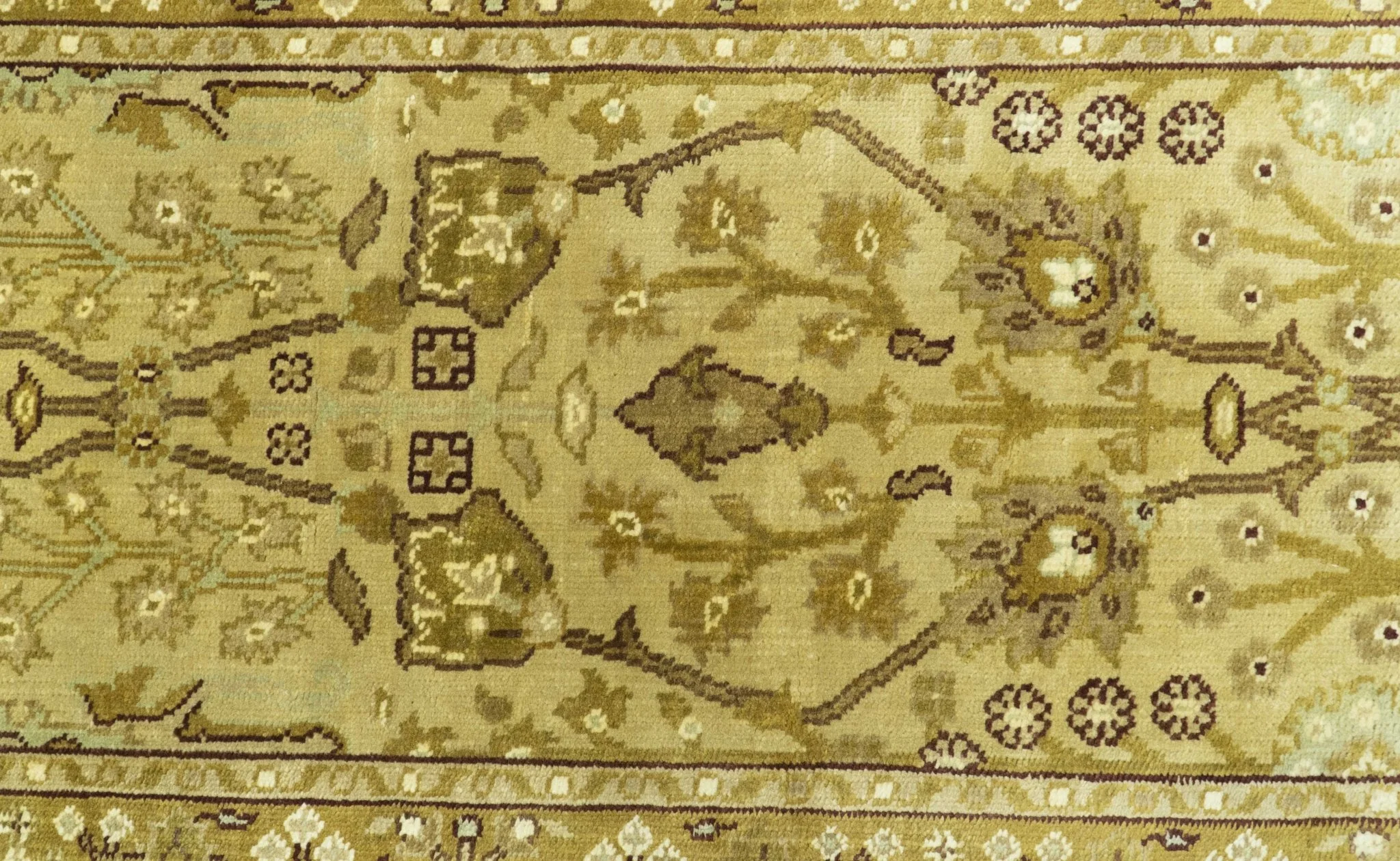 Traditional Oushak Design Gold And Brown 3x12 Hand Knotted Wool Area Rug - Image 4