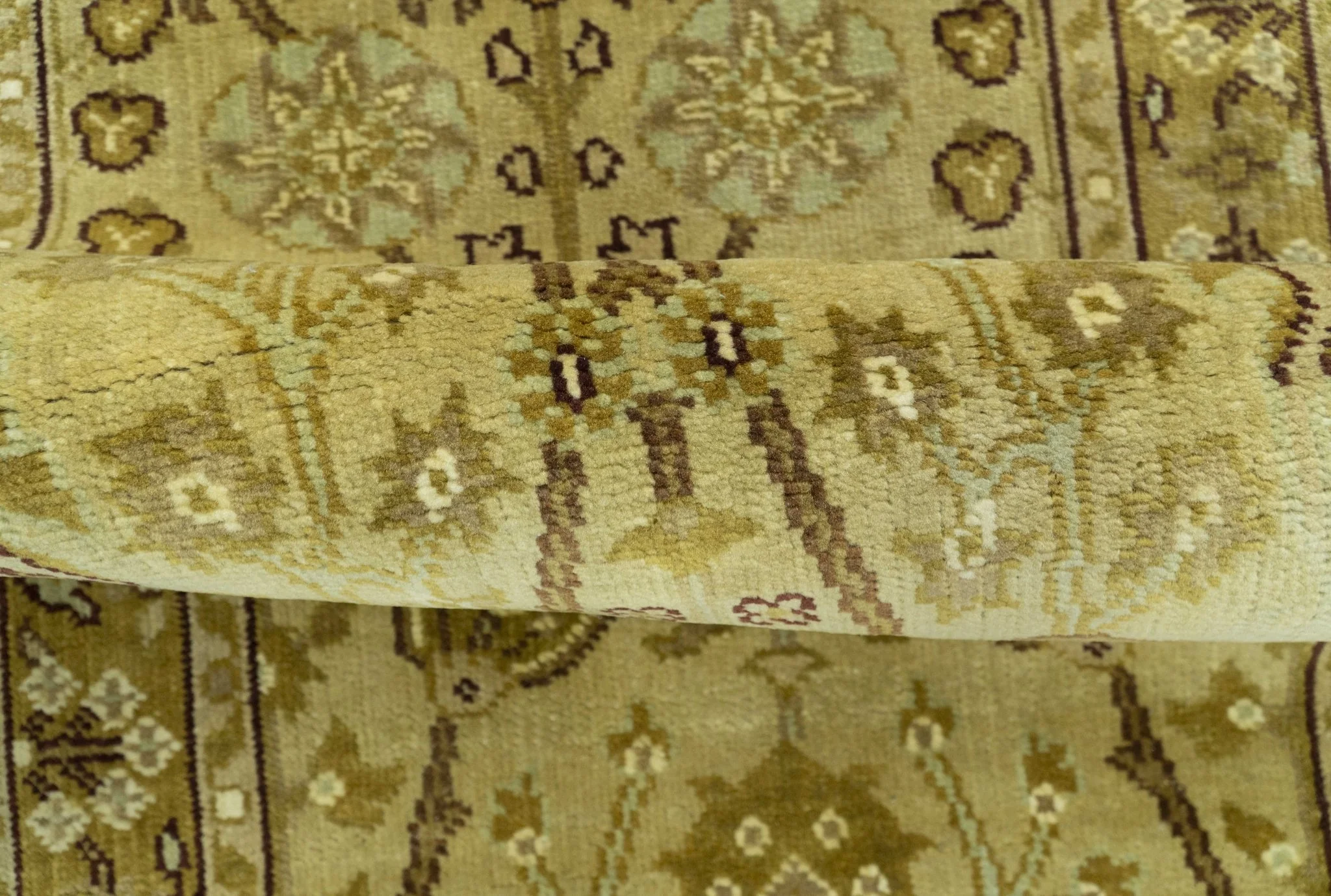 Traditional Oushak Design Gold And Brown 3x12 Hand Knotted Wool Area Rug - Image 5