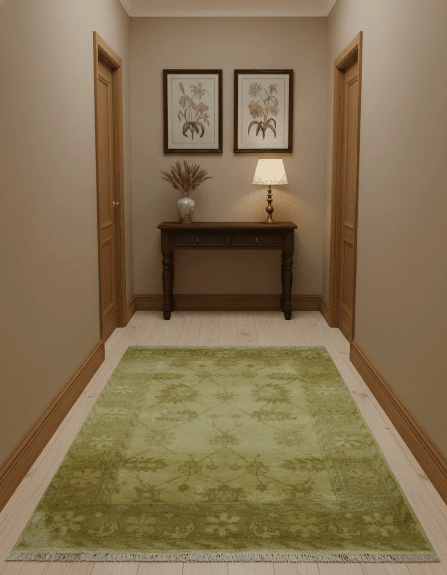 Traditional Oushak Design Brown And Beige Hand Knotted 4x6 Wool Area Rug - Image 2
