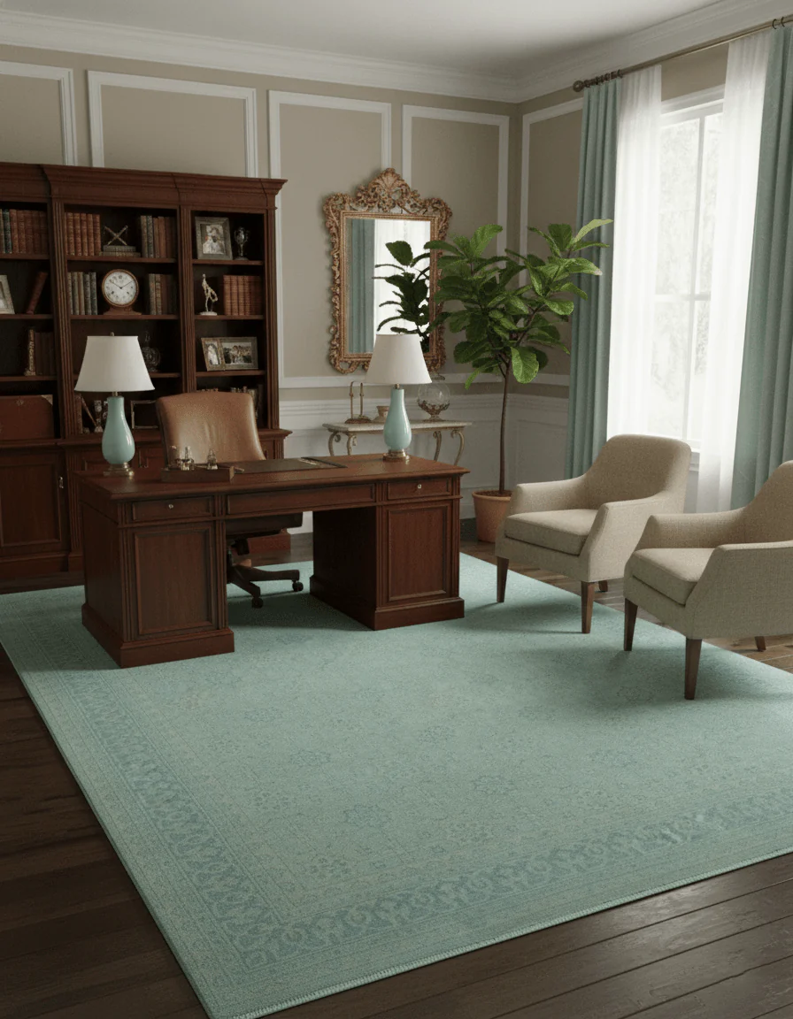 Traditional Turkish Design Fine Blue And Beige Hand Knotted 10x14 Wool Area Rug - Image 2