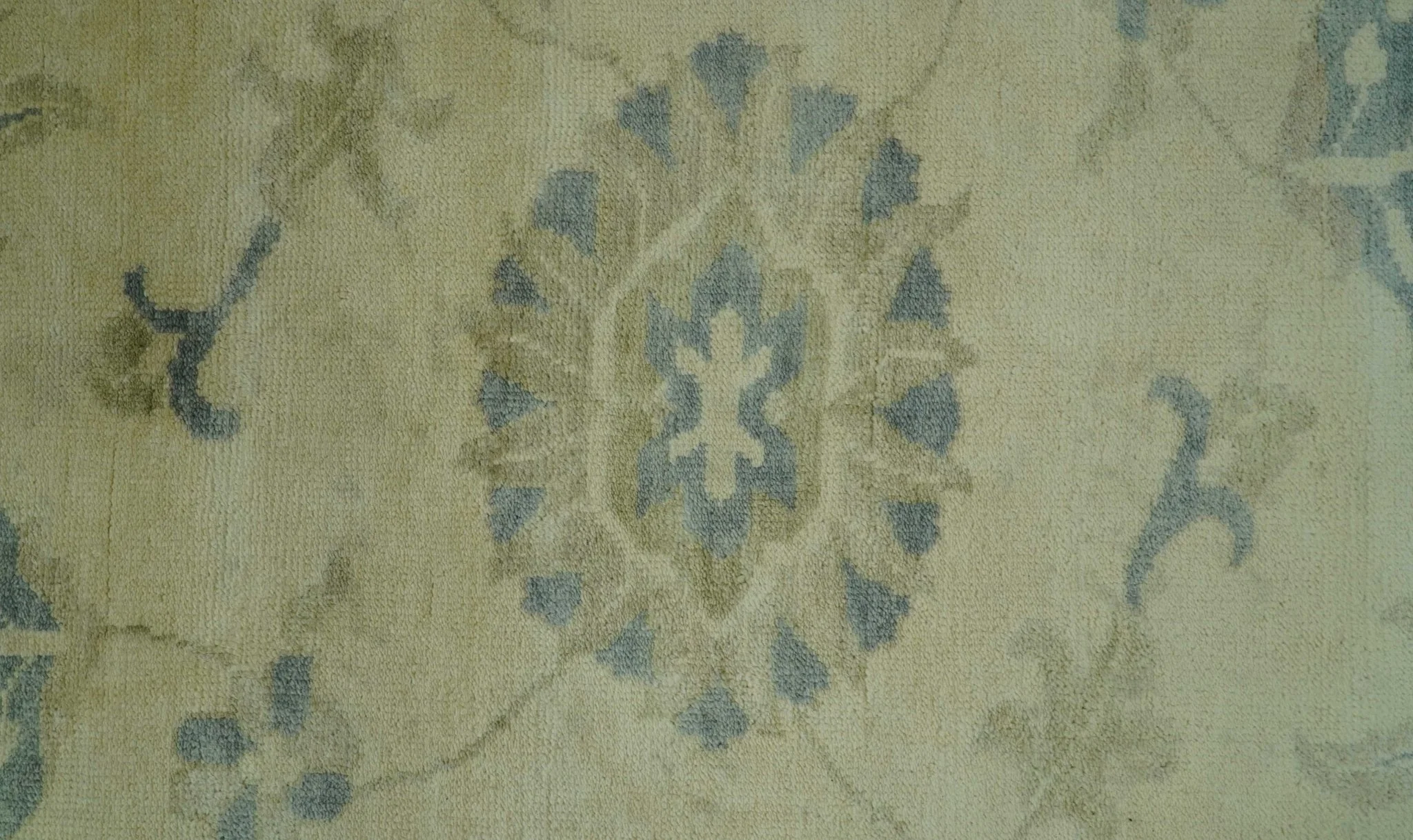 Traditional Oushak Design Beige And Gray Hand Knotted 9x12 Wool Area Rug - Image 4