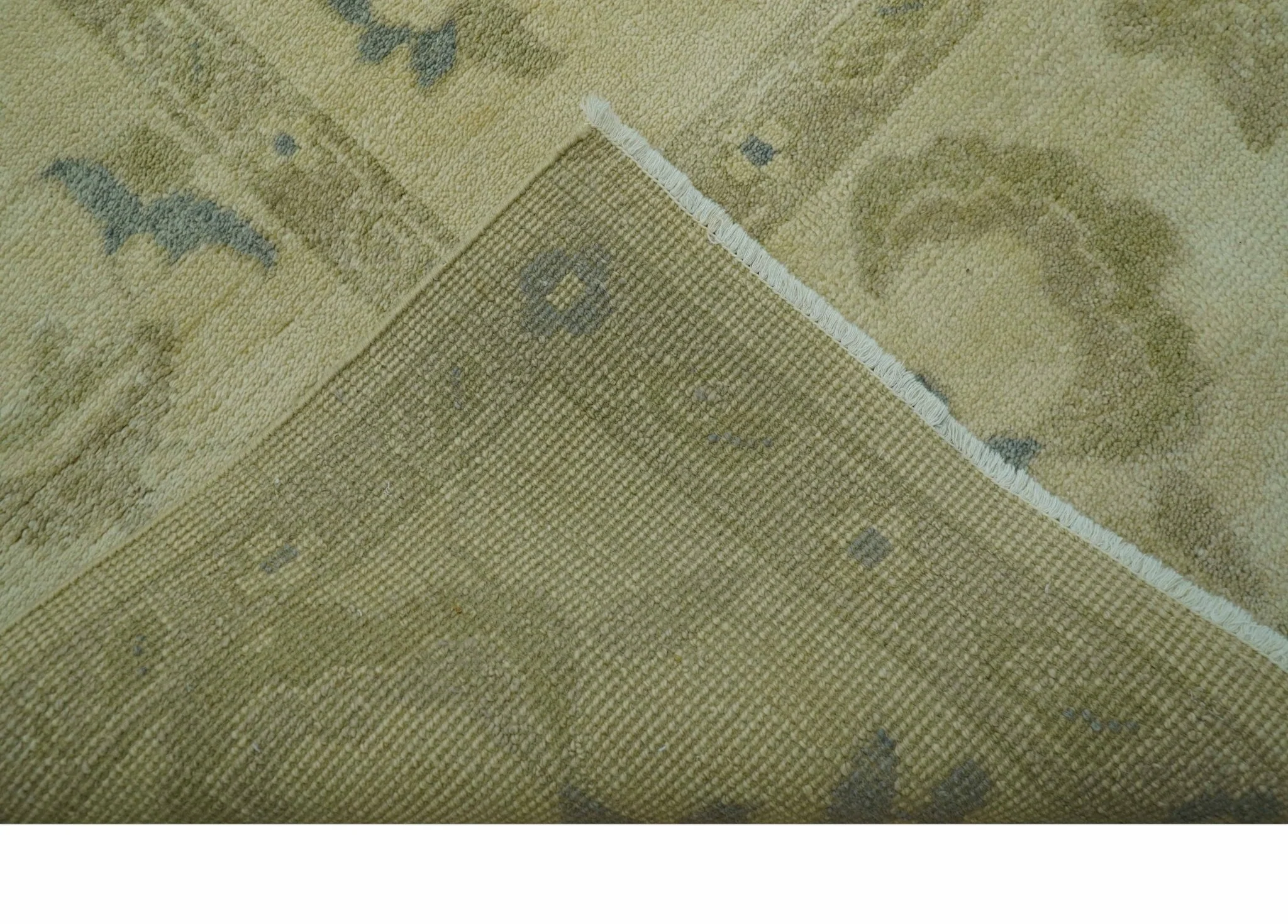 Traditional Oushak Design Beige And Gray Hand Knotted 9x12 Wool Area Rug - Image 6