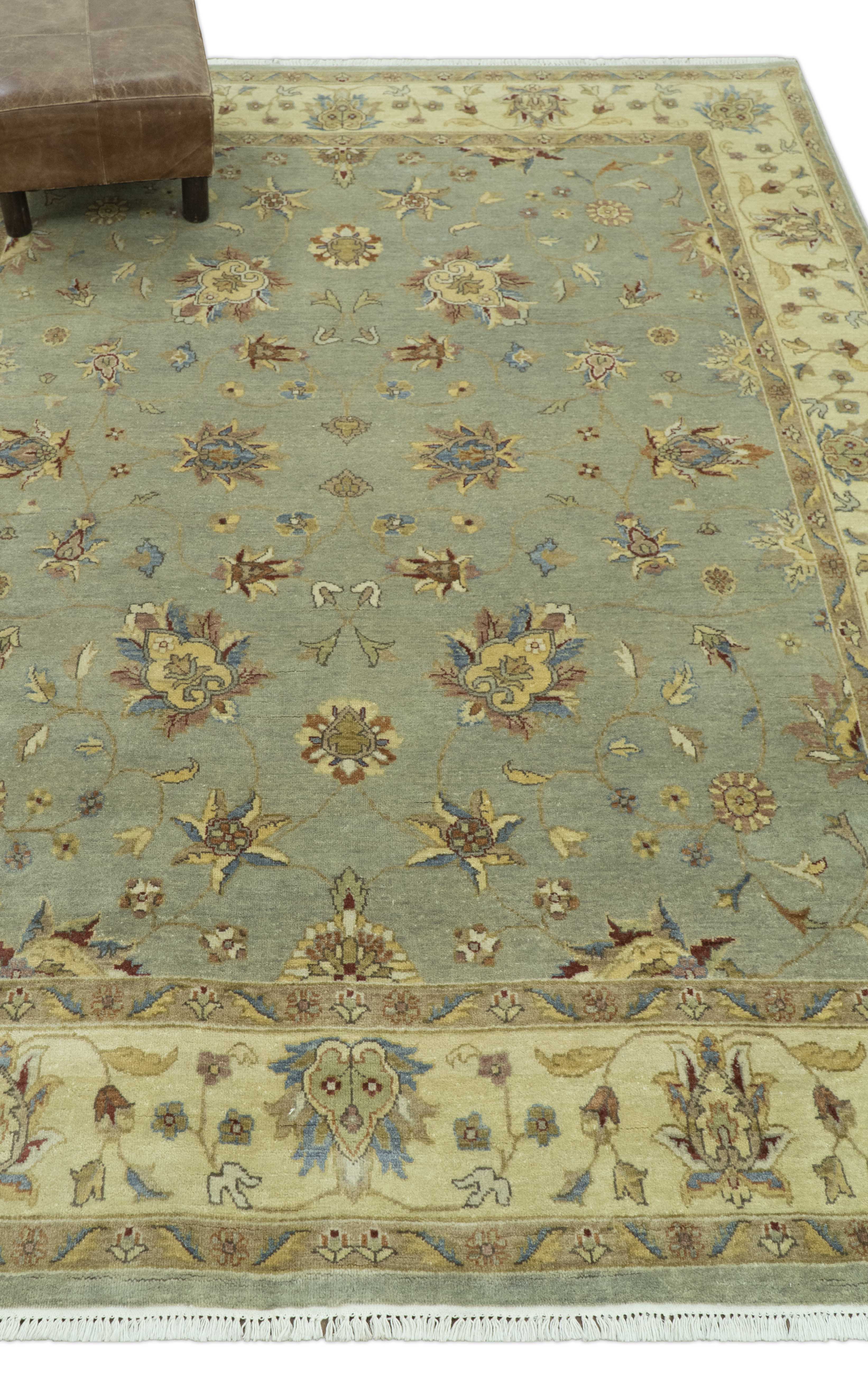 Traditional Oushak Design Green, Blue And Rust 6.5x8 Hand Knotted wool rug - Image 10