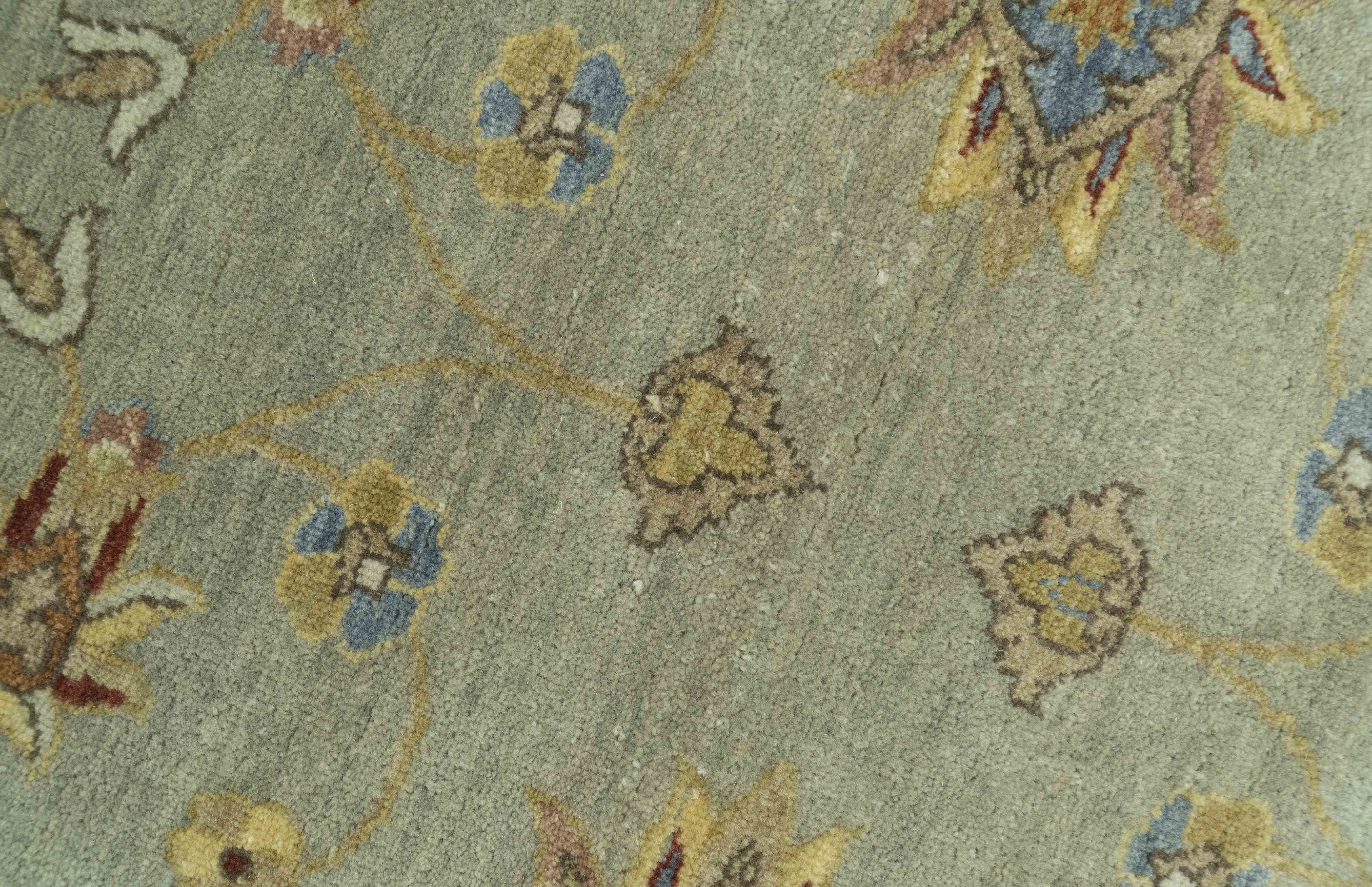 Traditional Oushak Design Green, Blue And Rust 6.5x8 Hand Knotted wool rug - Image 6