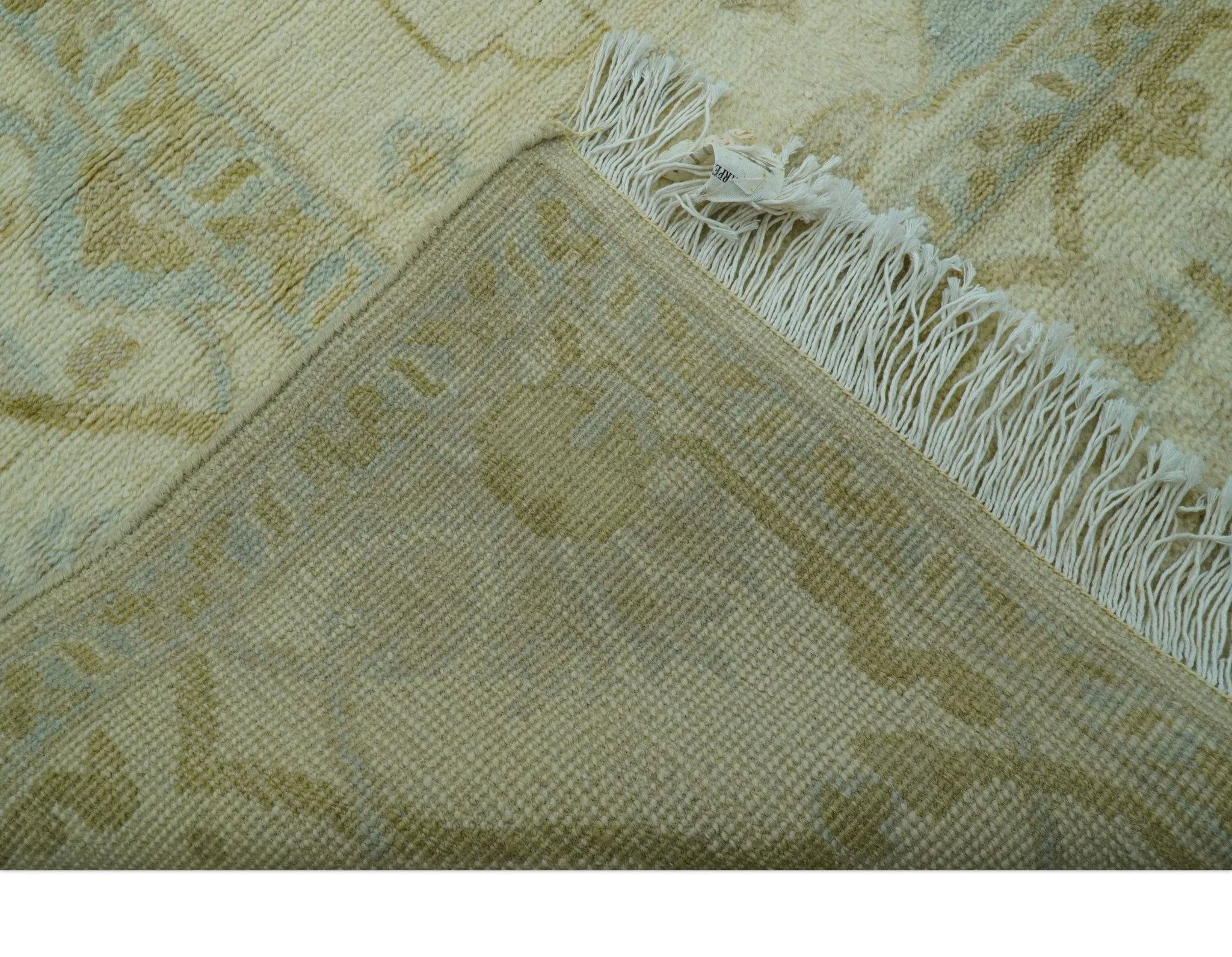 Traditional Oushak Design Ivory And Brown Hand Knotted 8x10 Wool Area Rug - Image 9