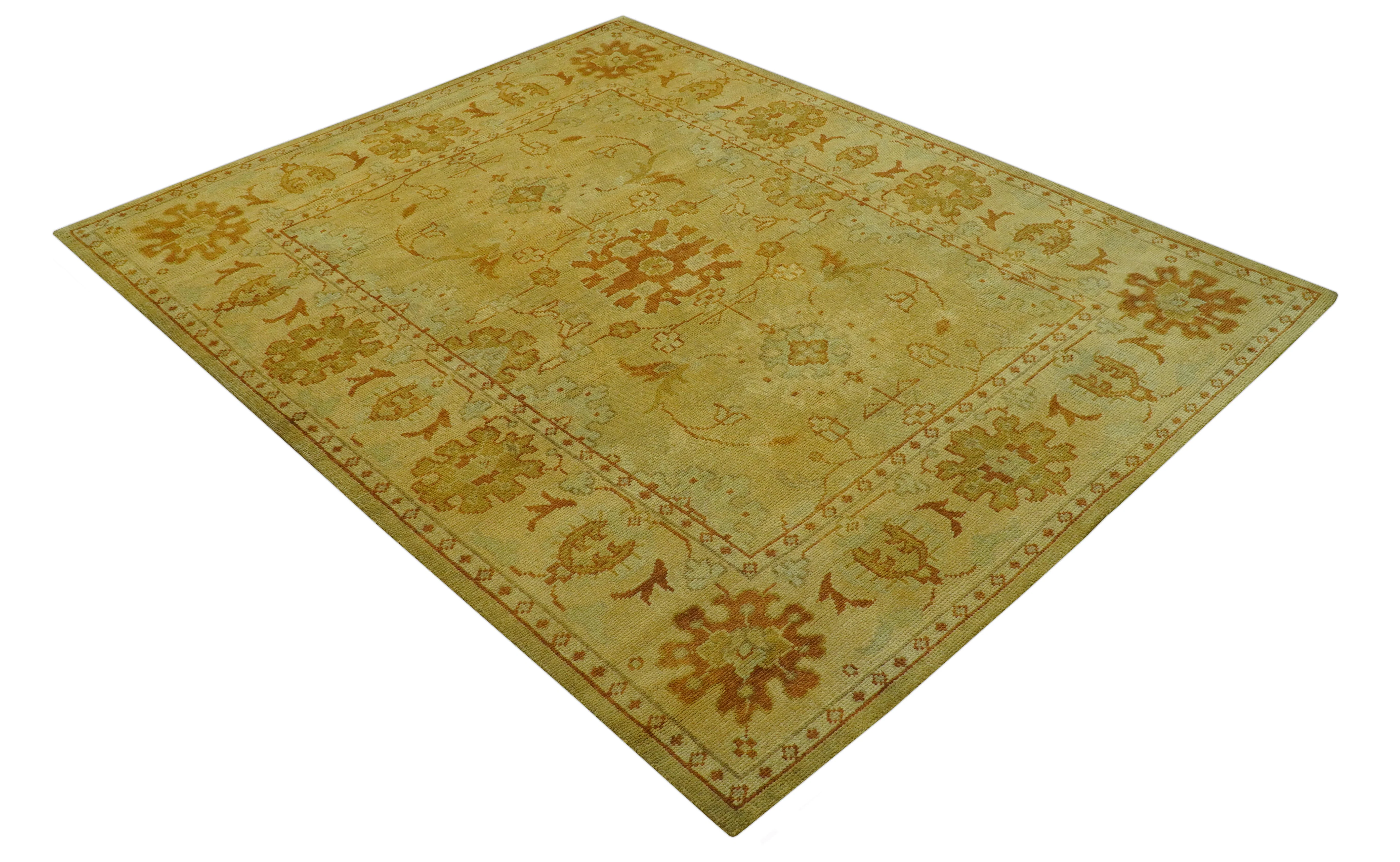 Traditional Design Antique beige and rust 8x10 Hand Knotted Wool Area Rug - Image 11