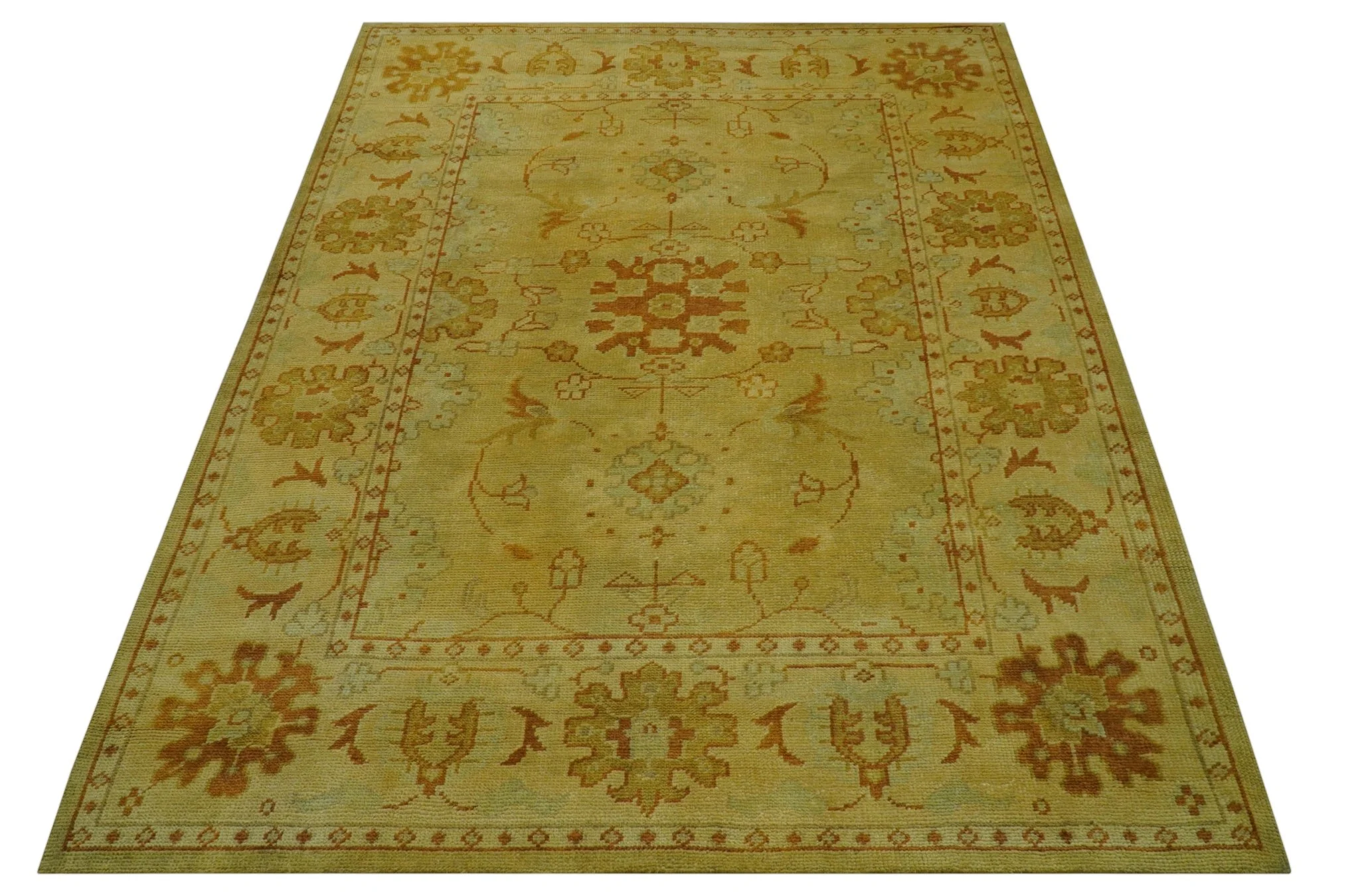 Traditional Design Antique beige and rust 8x10 Hand Knotted Wool Area Rug - Image 12