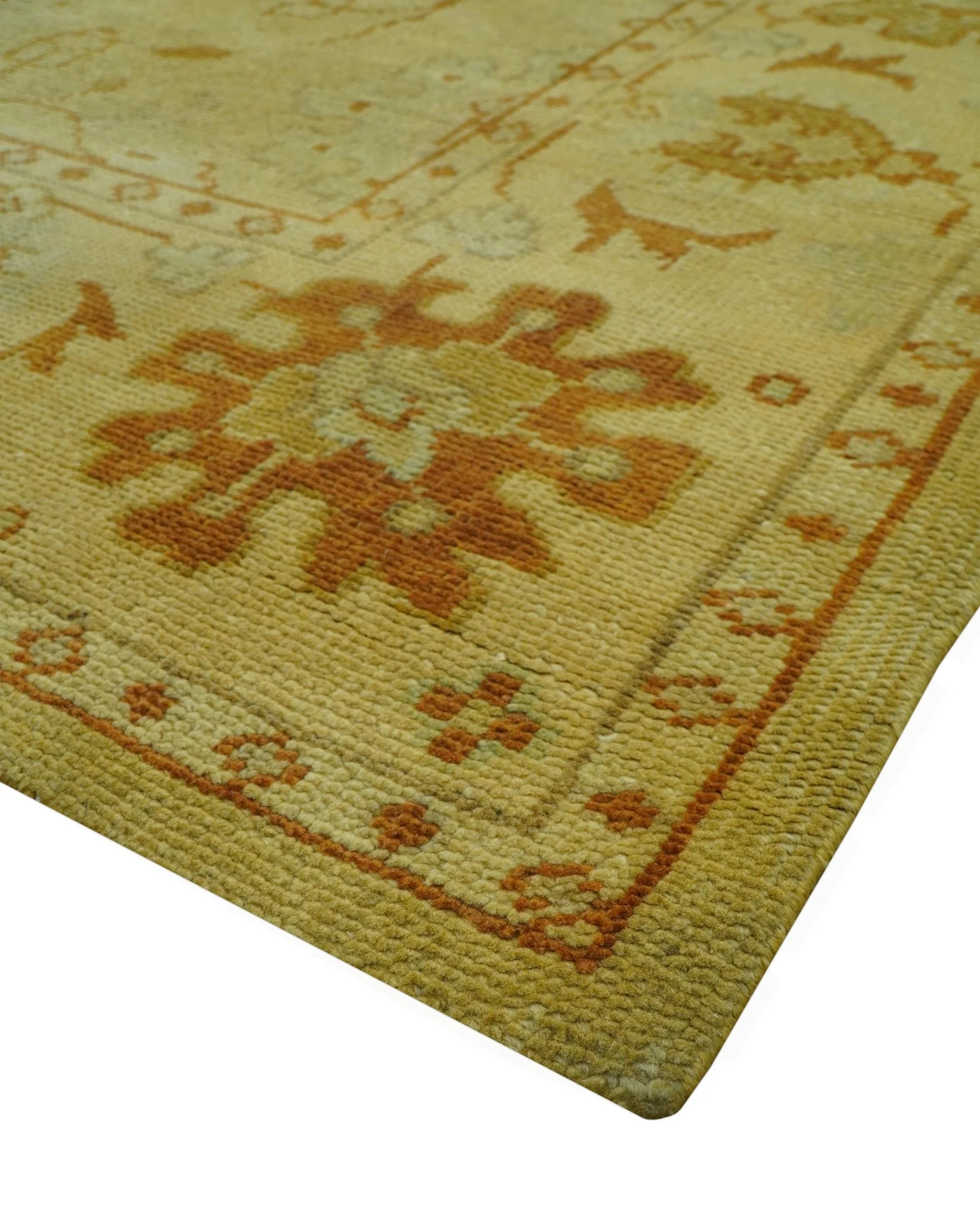 Traditional Design Antique beige and rust 8x10 Hand Knotted Wool Area Rug - Image 9