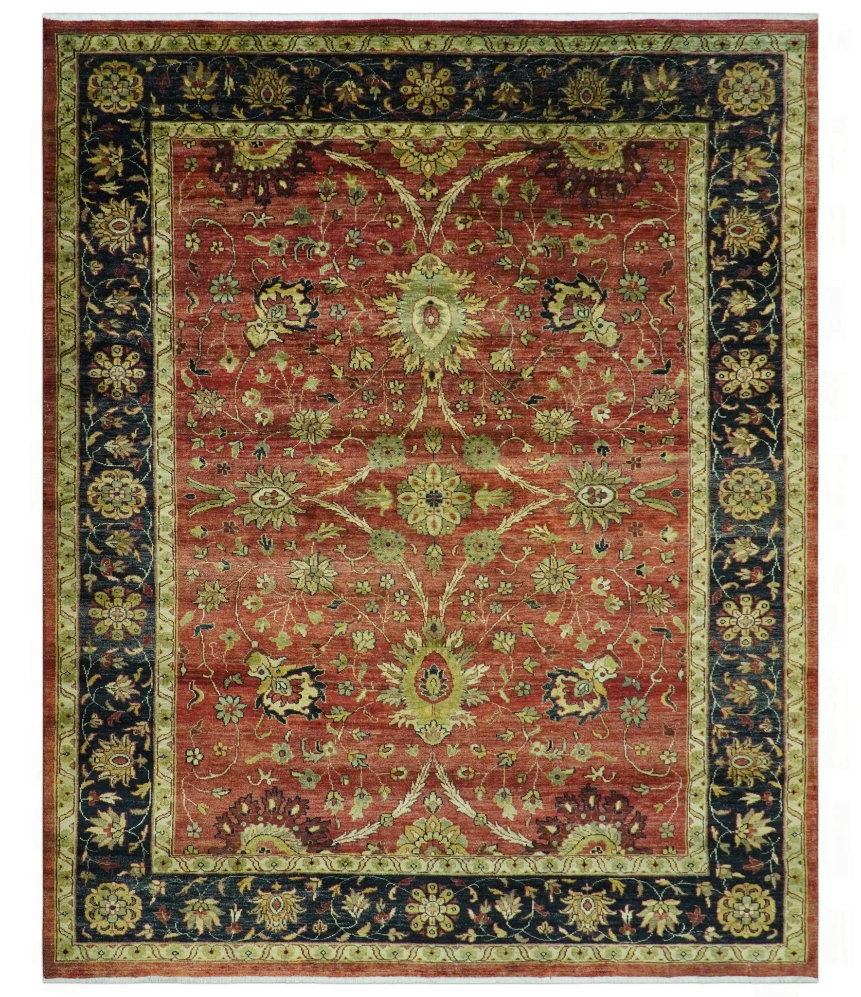 Traditional Fine Turkish design Rust And Beige 8x10 Hand Knotted Wool Area Rug - Image 10