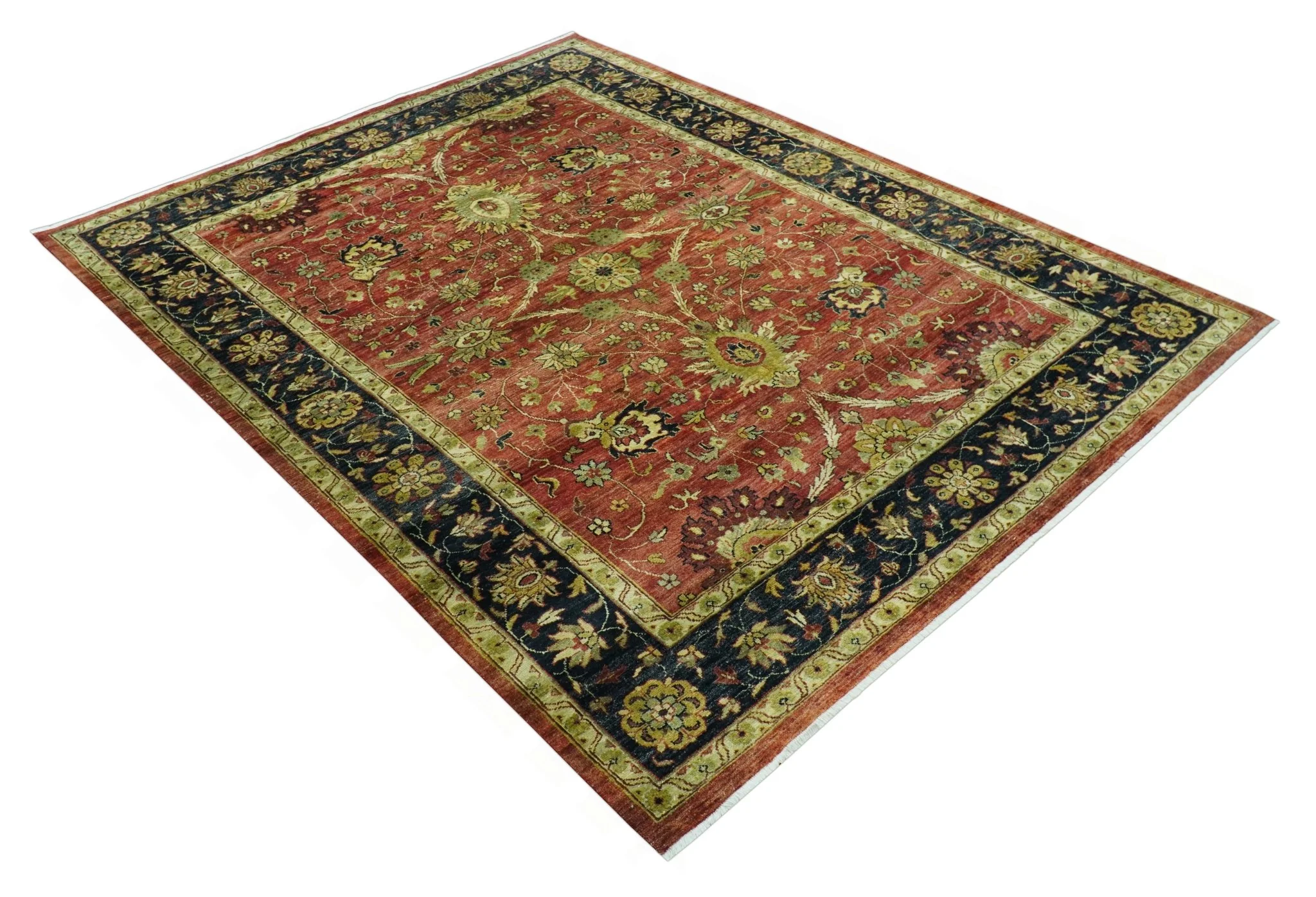 Traditional Fine Turkish design Rust And Beige 8x10 Hand Knotted Wool Area Rug - Image 11