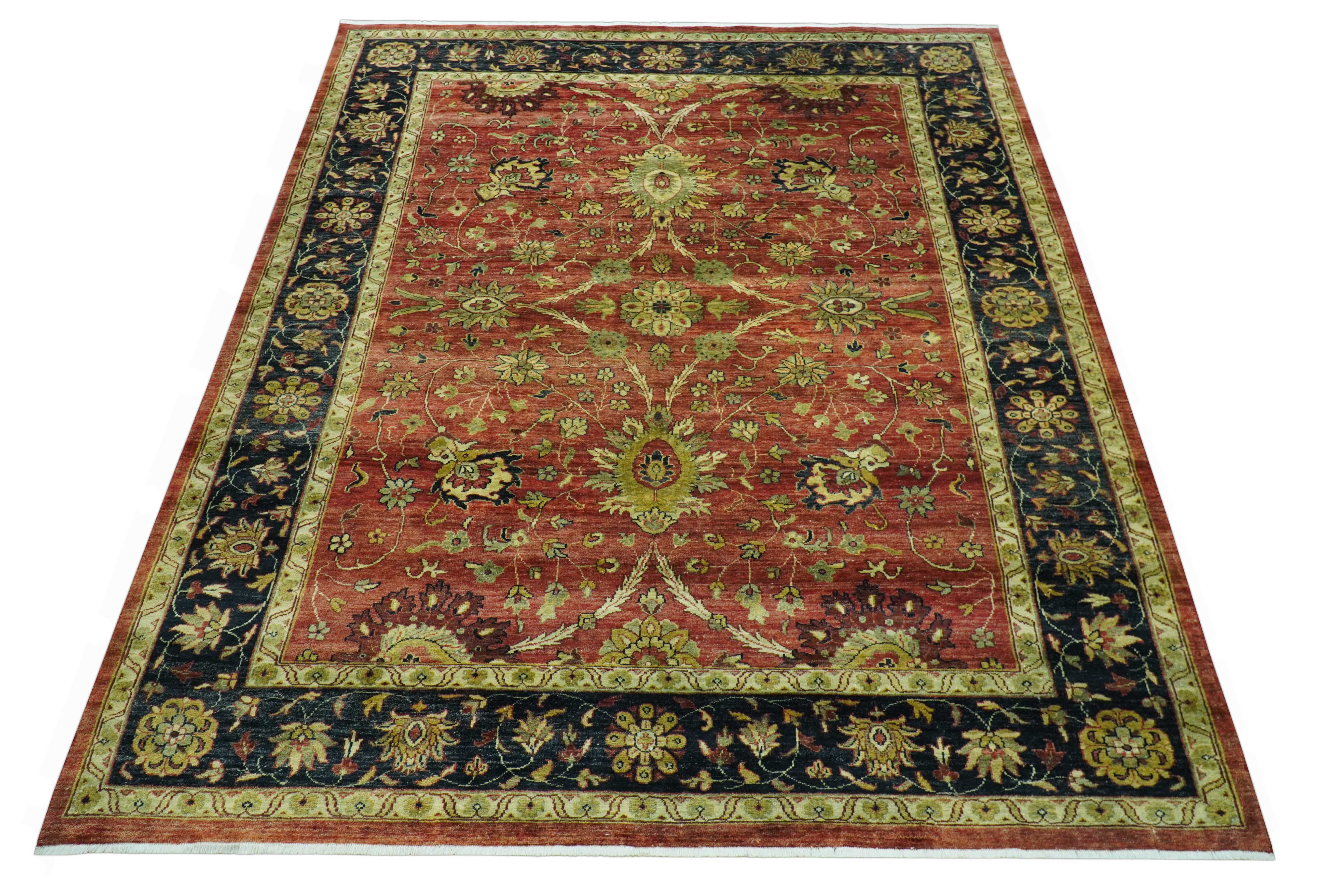 Traditional Fine Turkish design Rust And Beige 8x10 Hand Knotted Wool Area Rug - Image 12
